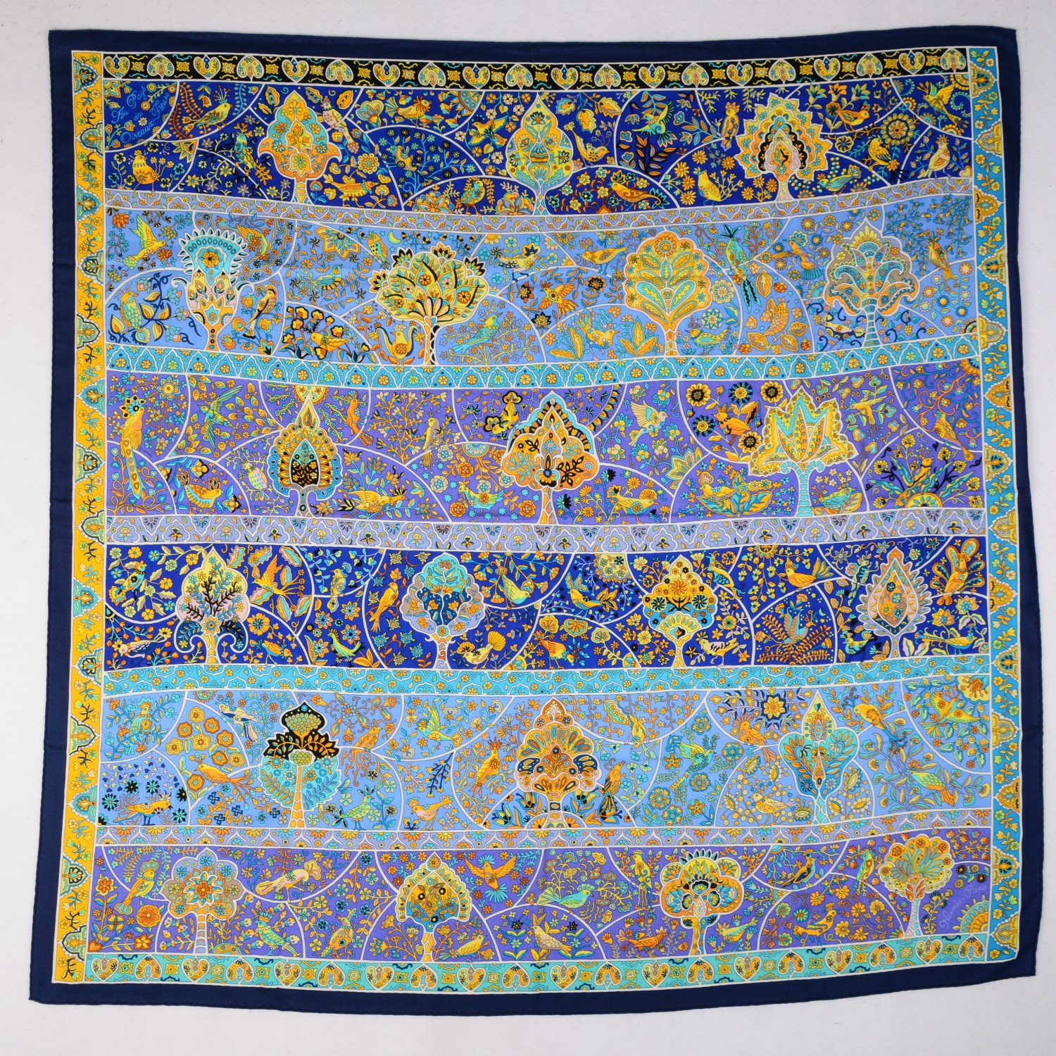 Hermes Cashmere Silk Au Pays Des Oiseaux Fleurs Shawl 140