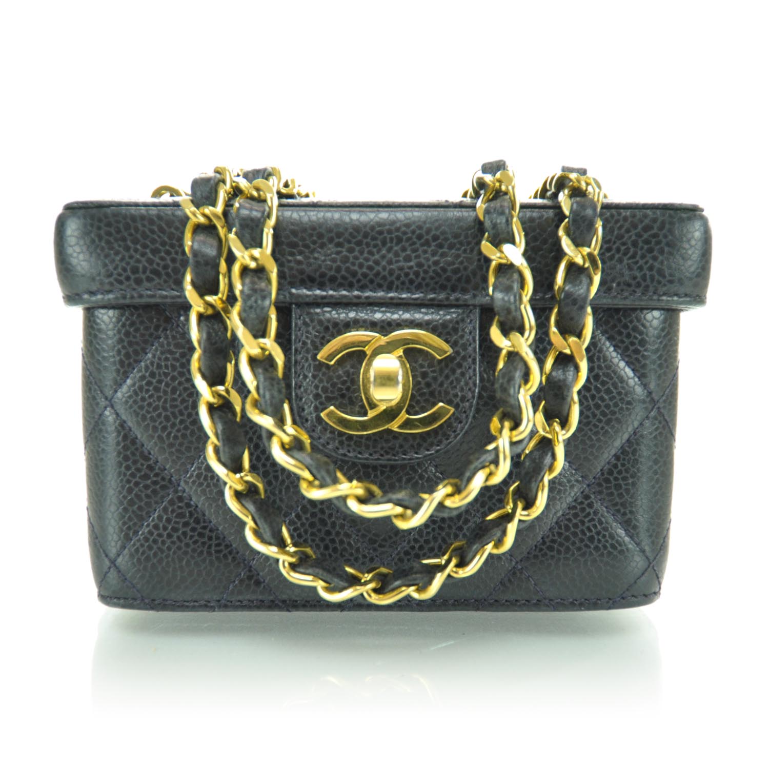 CHANEL Caviar Quilted Mini Vanity Bag Navy 29522