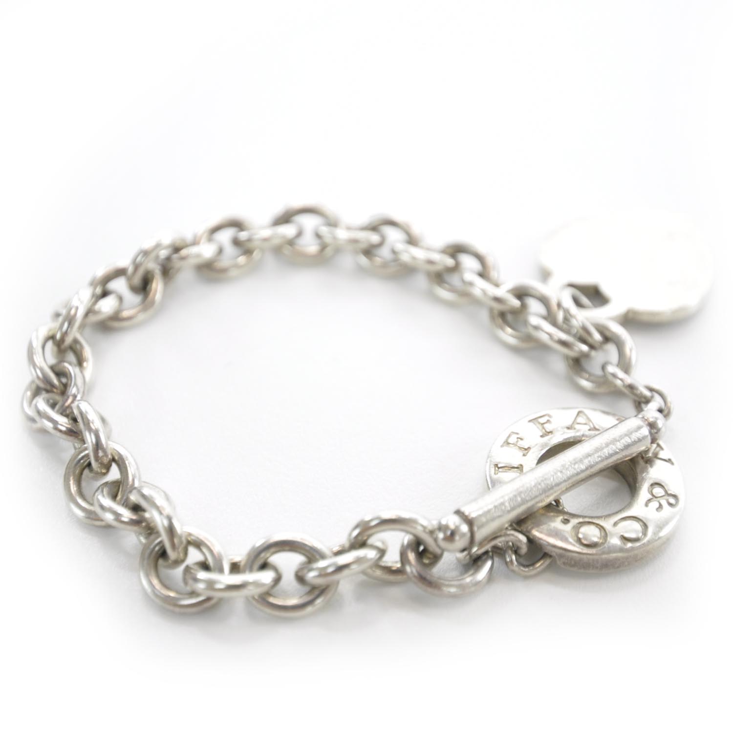 TIFFANY Sterling Silver Heart Tag Charm Bracelet 32049 | FASHIONPHILE