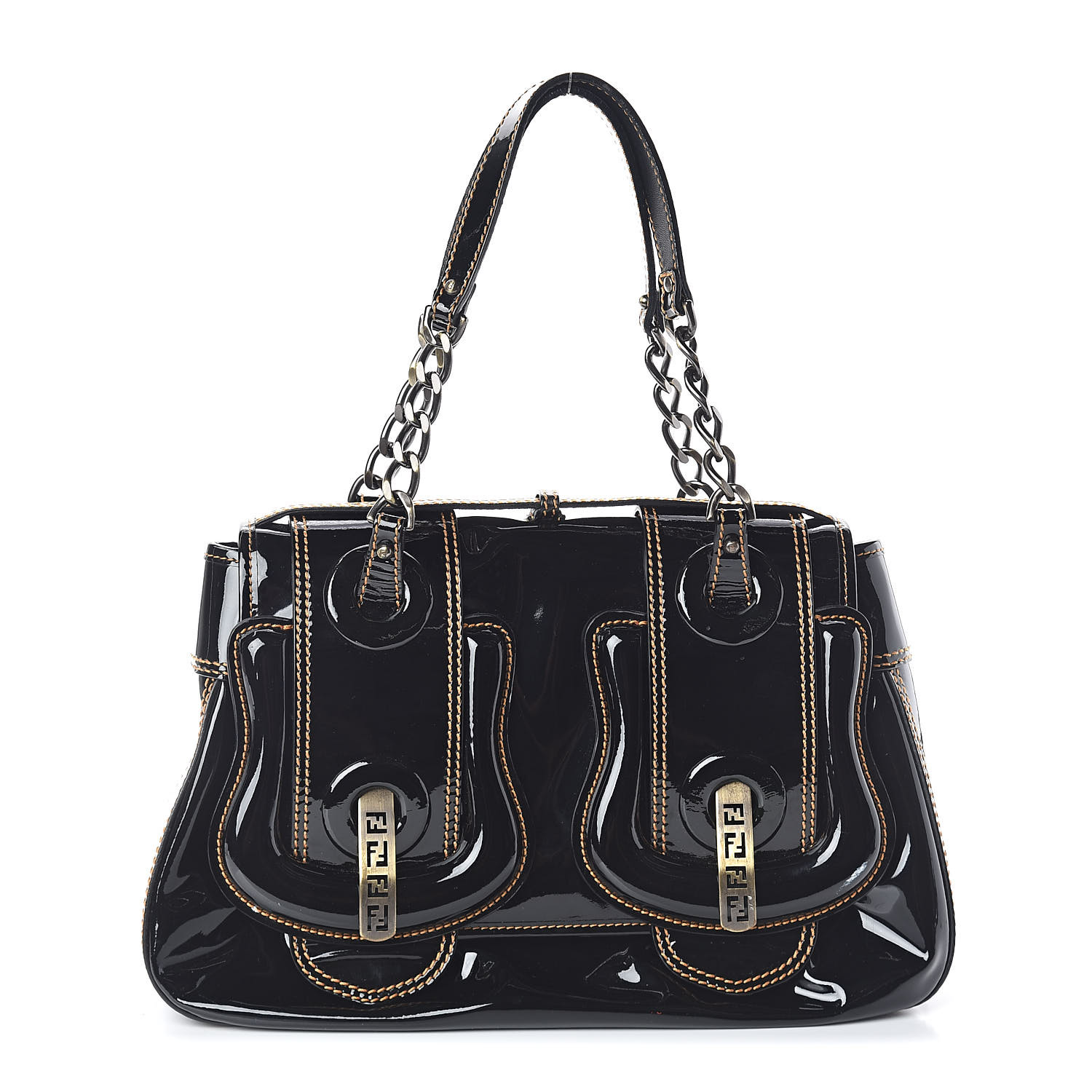 FENDI Patent B Bag Black 518996 | FASHIONPHILE