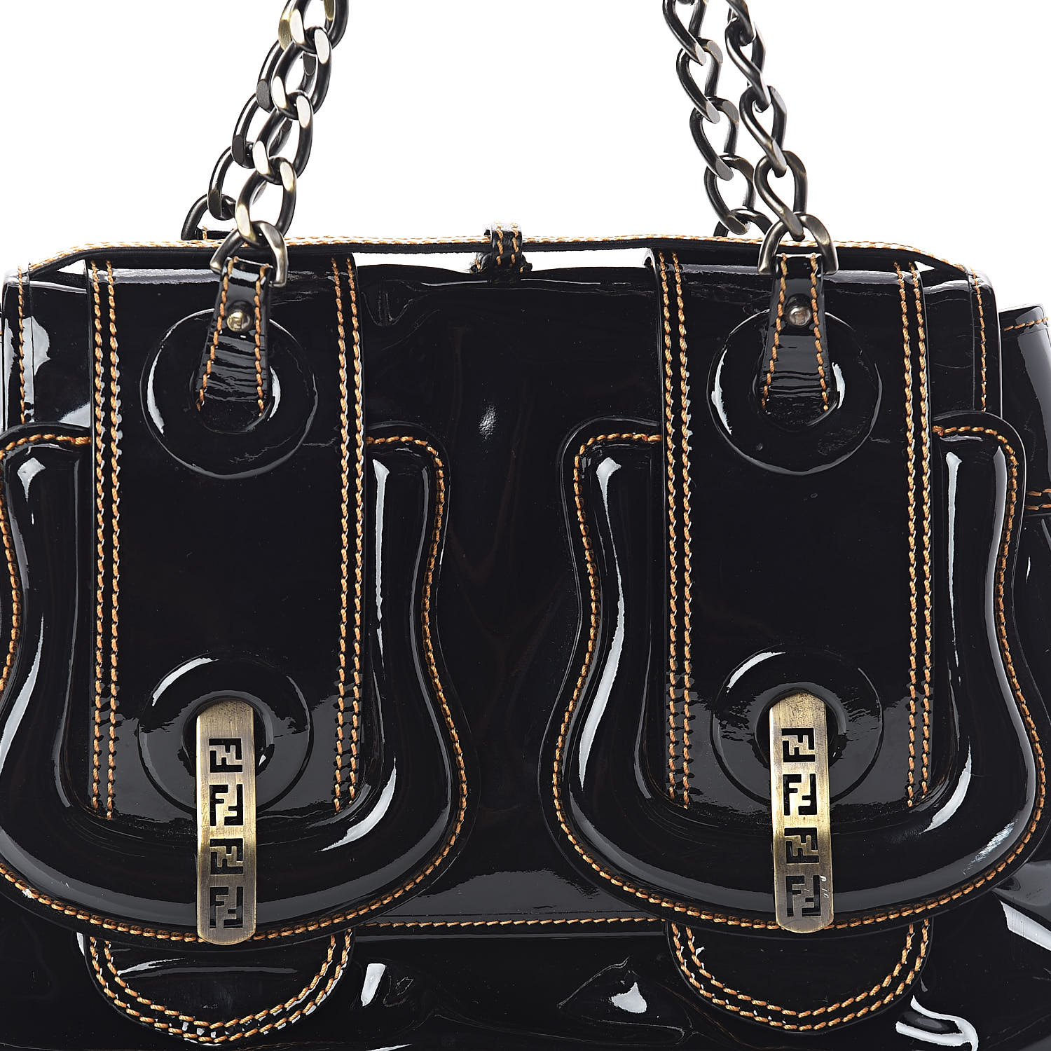 FENDI Patent B Bag Black 518996 | FASHIONPHILE