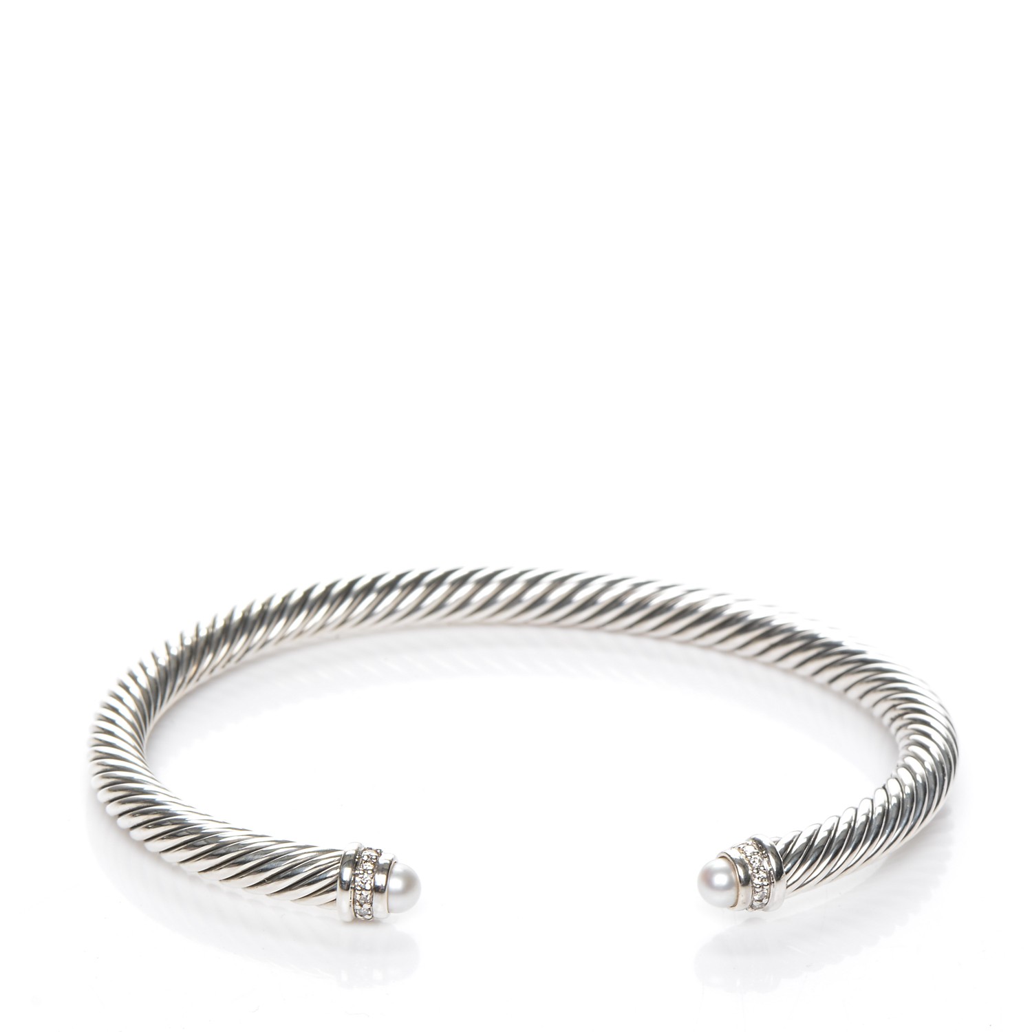 DAVID YURMAN Sterling Silver Diamond Pearl 5mm Cable Classics Bracelet ...