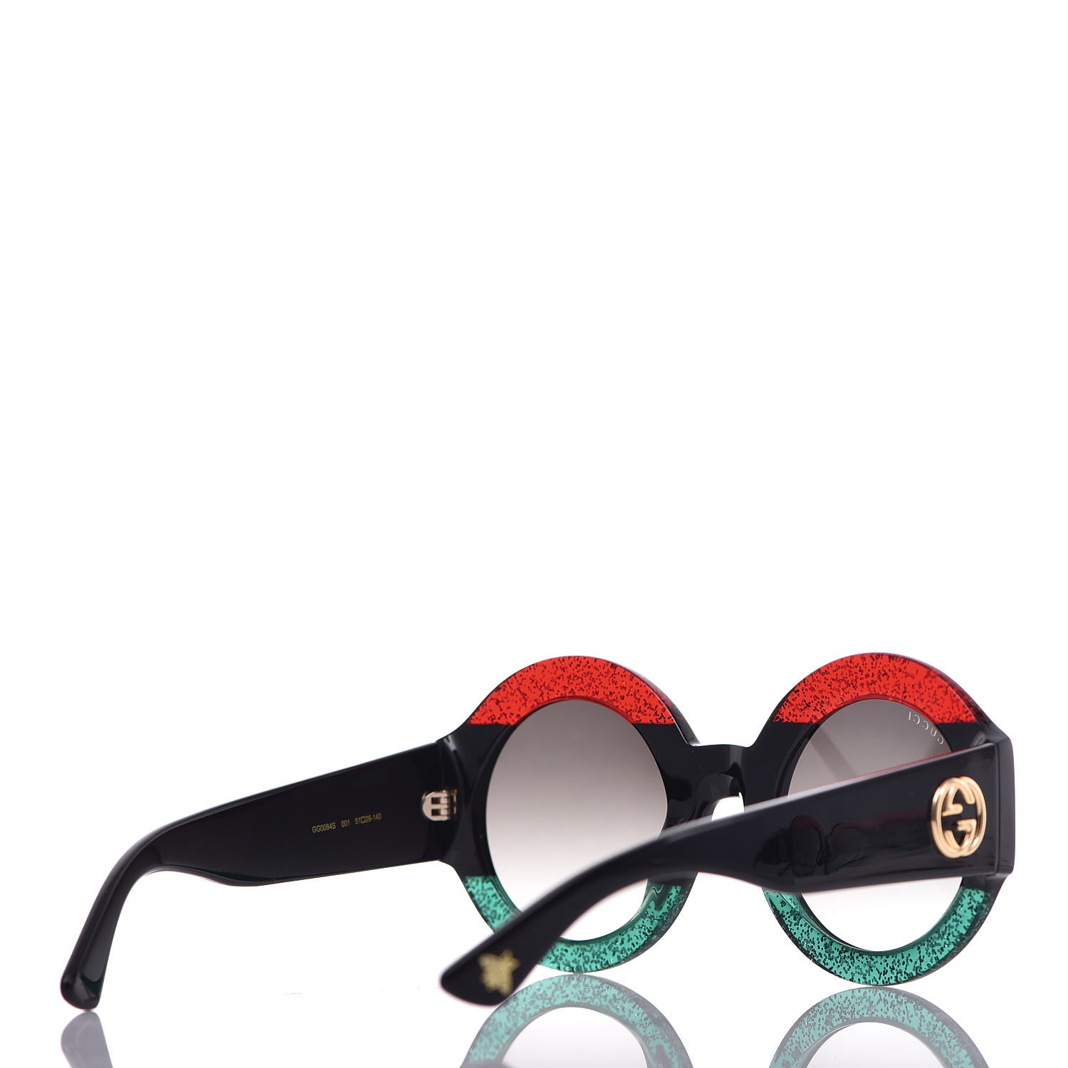 Gucci Round Frame Gg0084s Sunglasses Glitter Red Green 308810