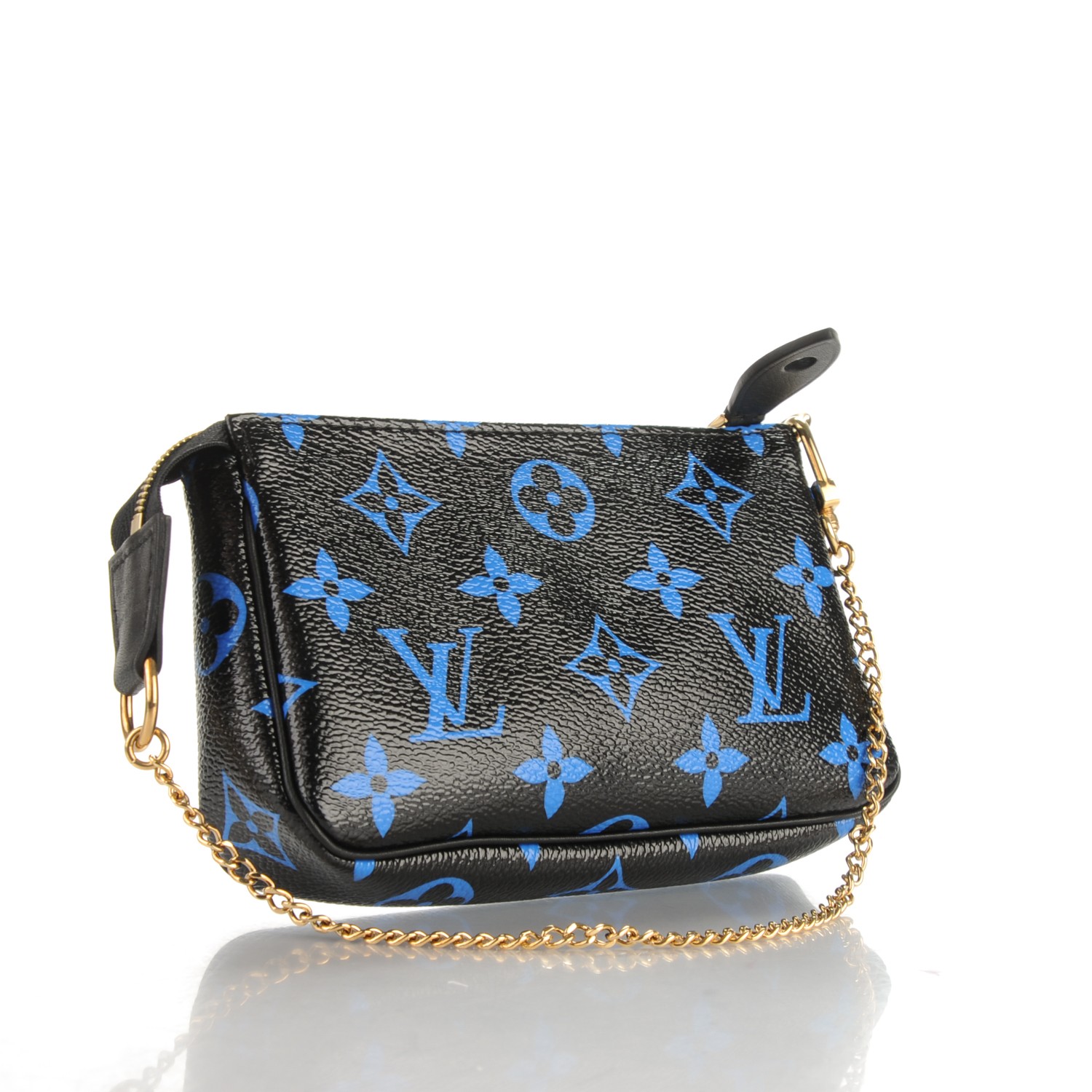 LOUIS VUITTON Colored Monogram Mini Pochette Accessories Blue Black 166752