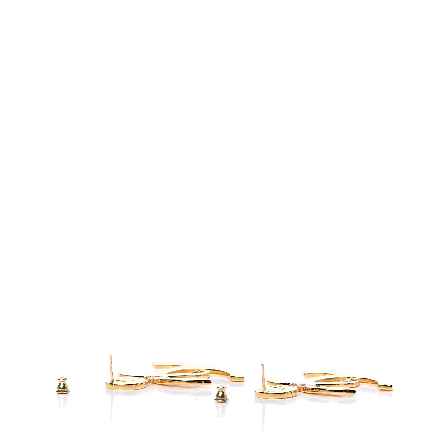 CHANEL Metal Large Paris Button Earrings Gold 545500