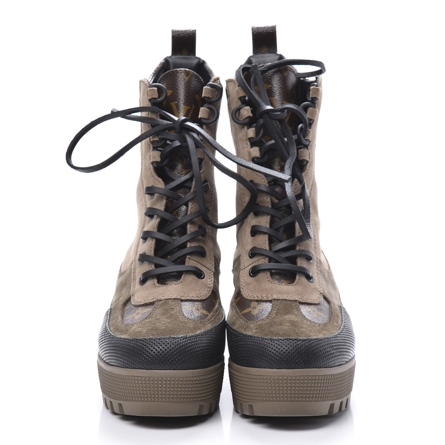 Louis Vuitton Black/Brown Suede And Monogram Leather Laureate Platform  Desert Ankle Boots Size 40 Louis Vuitton