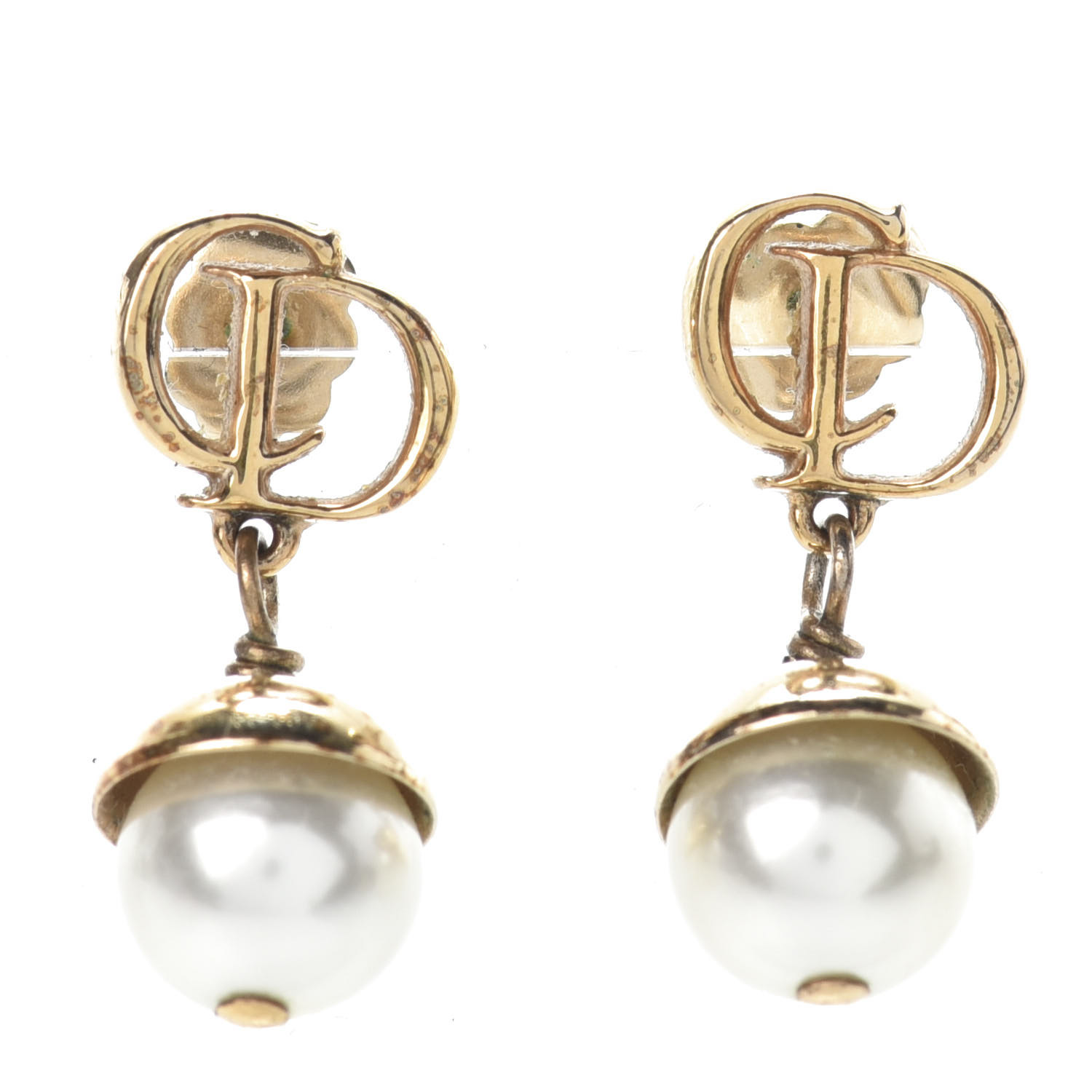 Christian Dior Pearl Cd Drop Earrings Gold 619334 Fashionphile