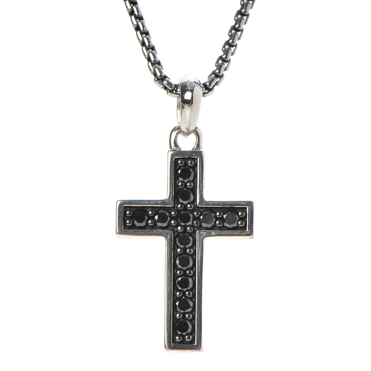 DAVID YURMAN Sterling Silver 14K Yellow Gold Black Diamond Cross ...