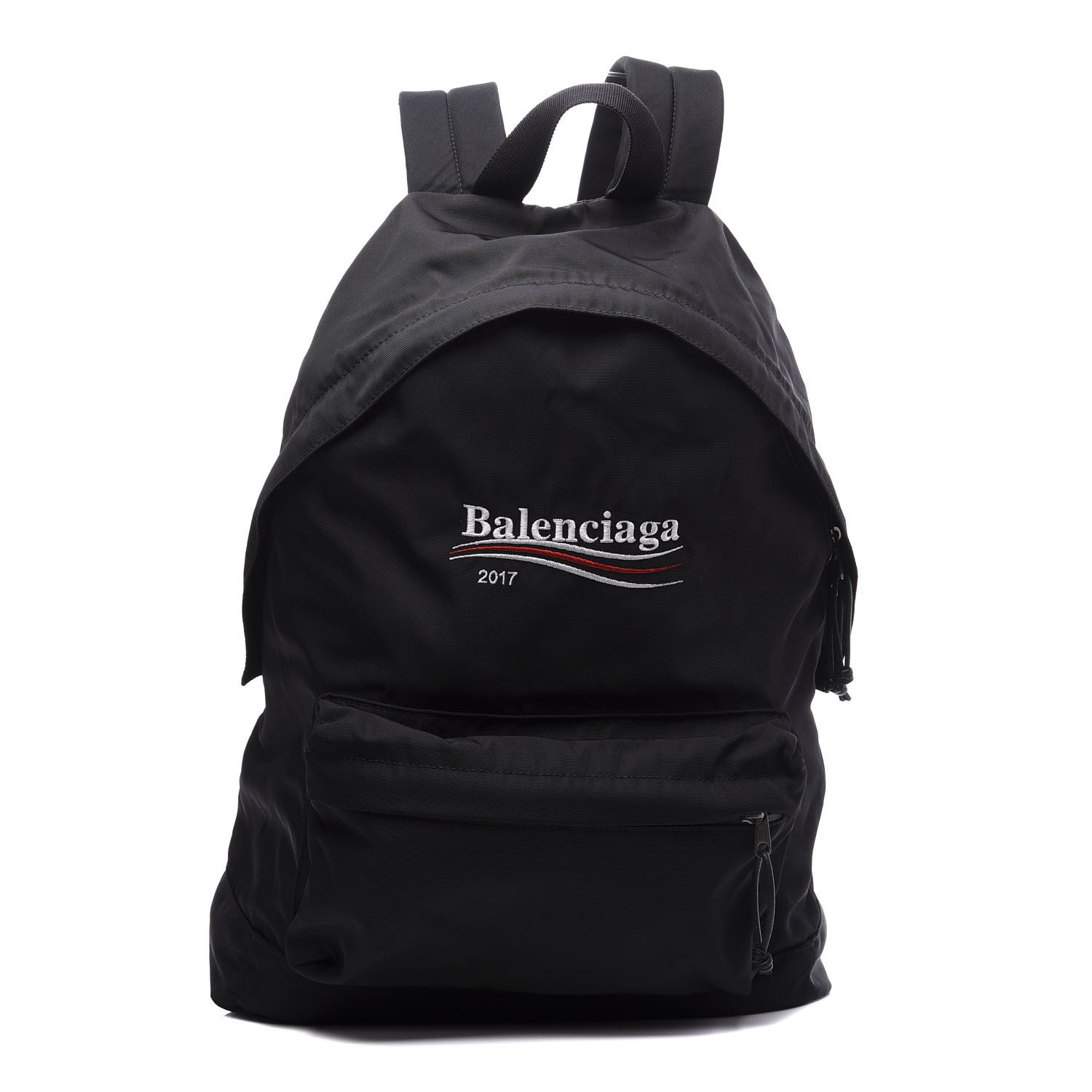 BALENCIAGA Nylon Embroidered Campaign Logo Explorer Backpack Black 569645