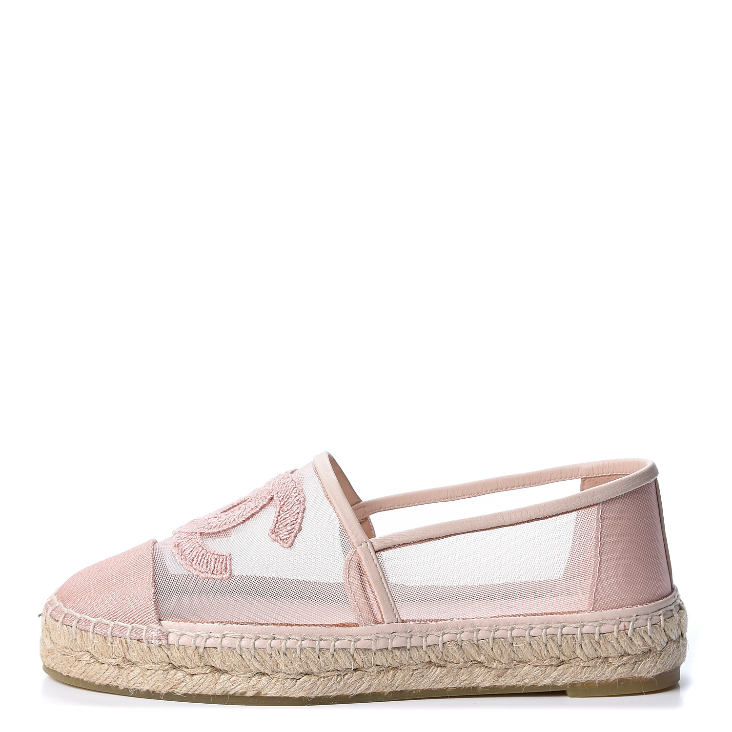 chanel pink mesh espadrilles