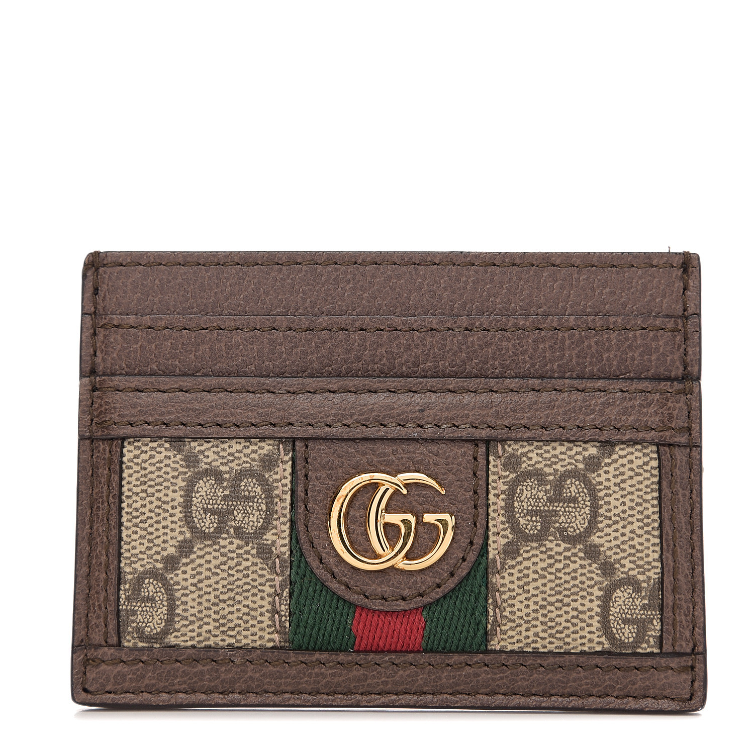 GUCCI GG Supreme Monogram Ophidia Card Case Brown 568575