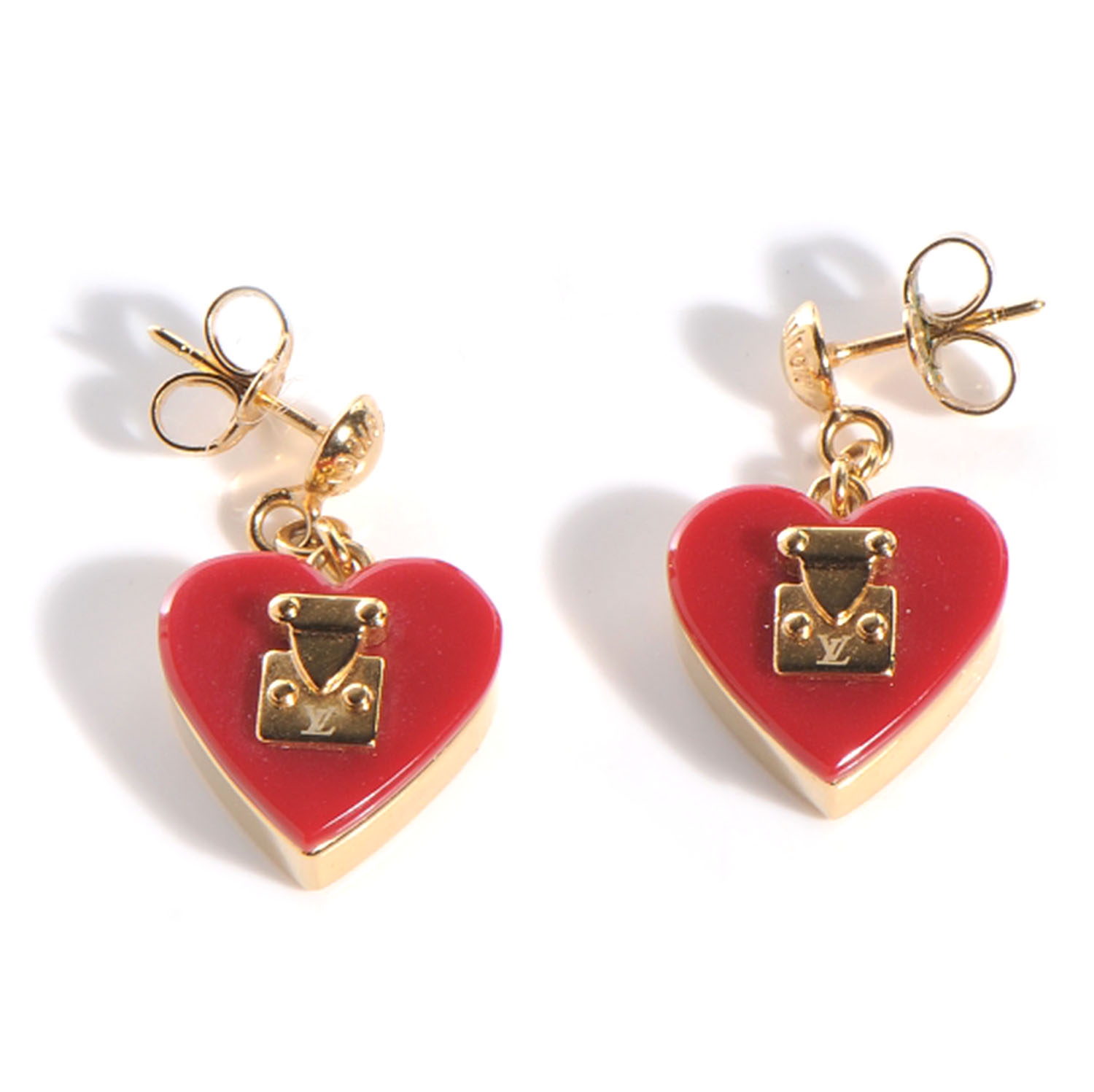 LOUIS VUITTON Earrings LV Heart Fall in Love M00463 Hoop Gold GP authentic