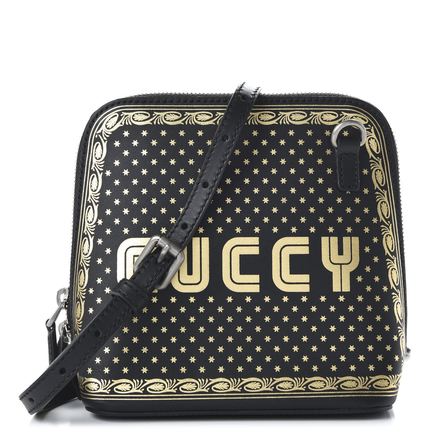 GUCCI X SEGA Calfskin GUCCY Stars Mini Dome Shoulder Bag Black 