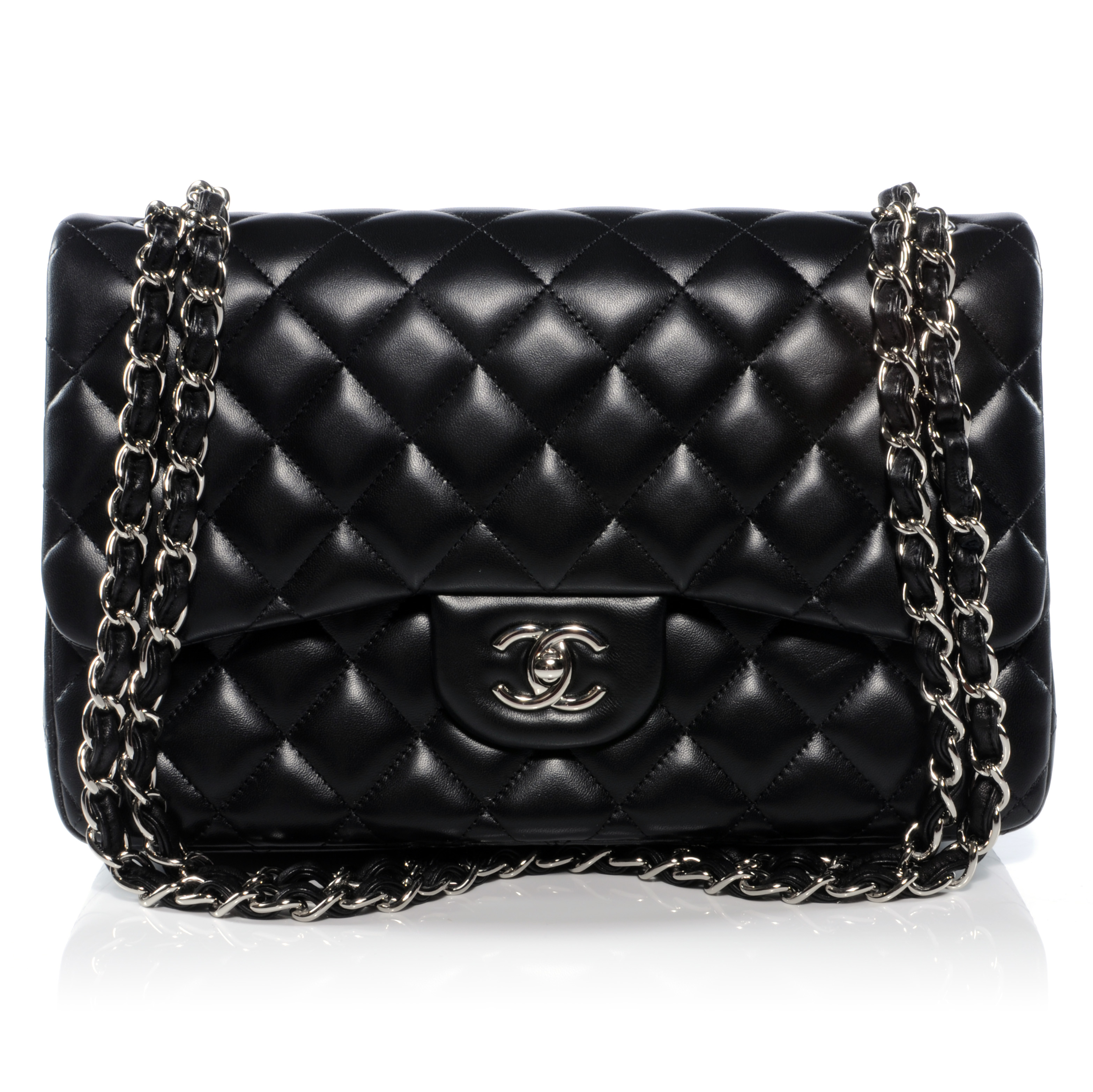 CHANEL Lambskin Jumbo Double Flap Black 38928