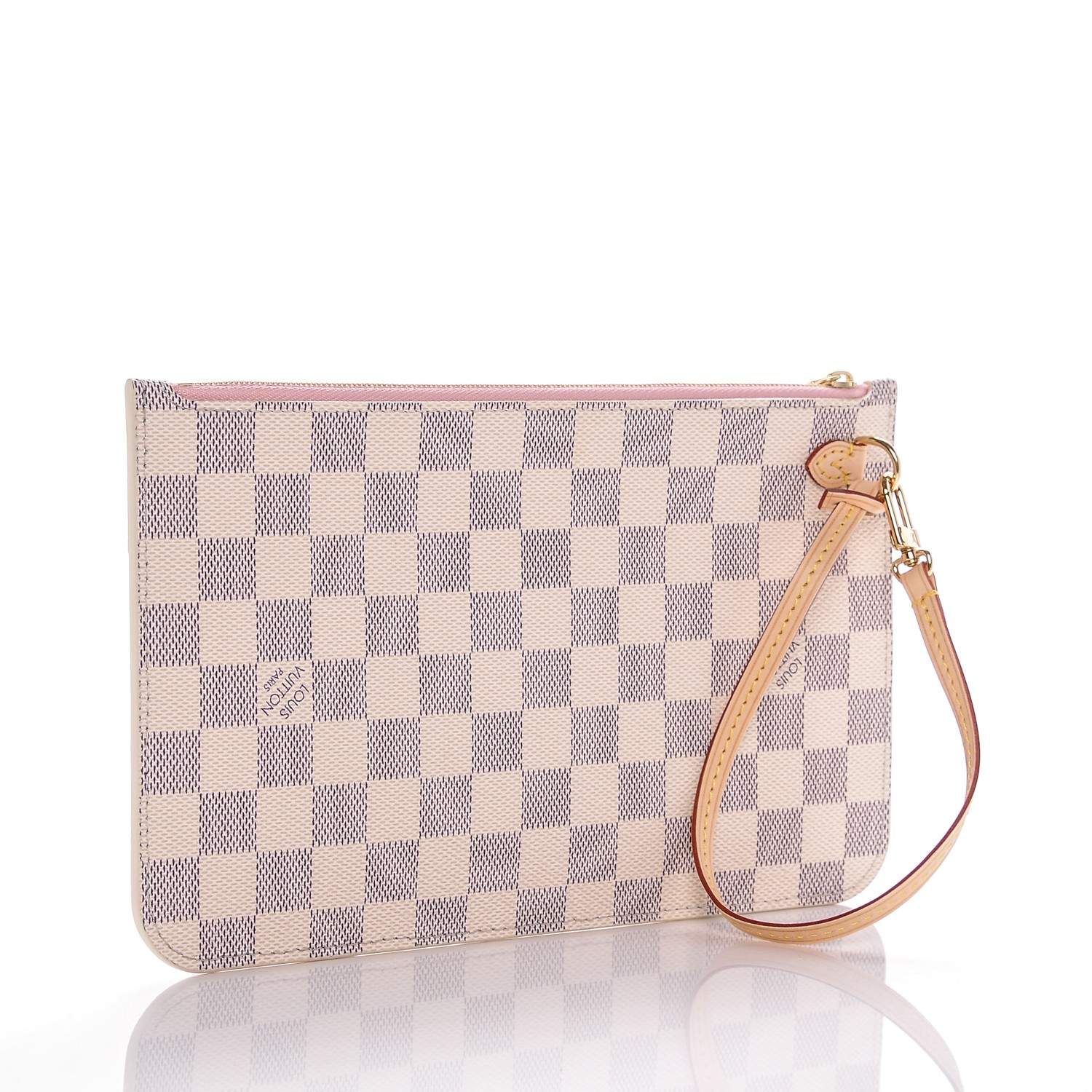 Louis Vuitton Damier Azur Neverfull Mm Gm Pochette Rose Ballerine 185187 9405