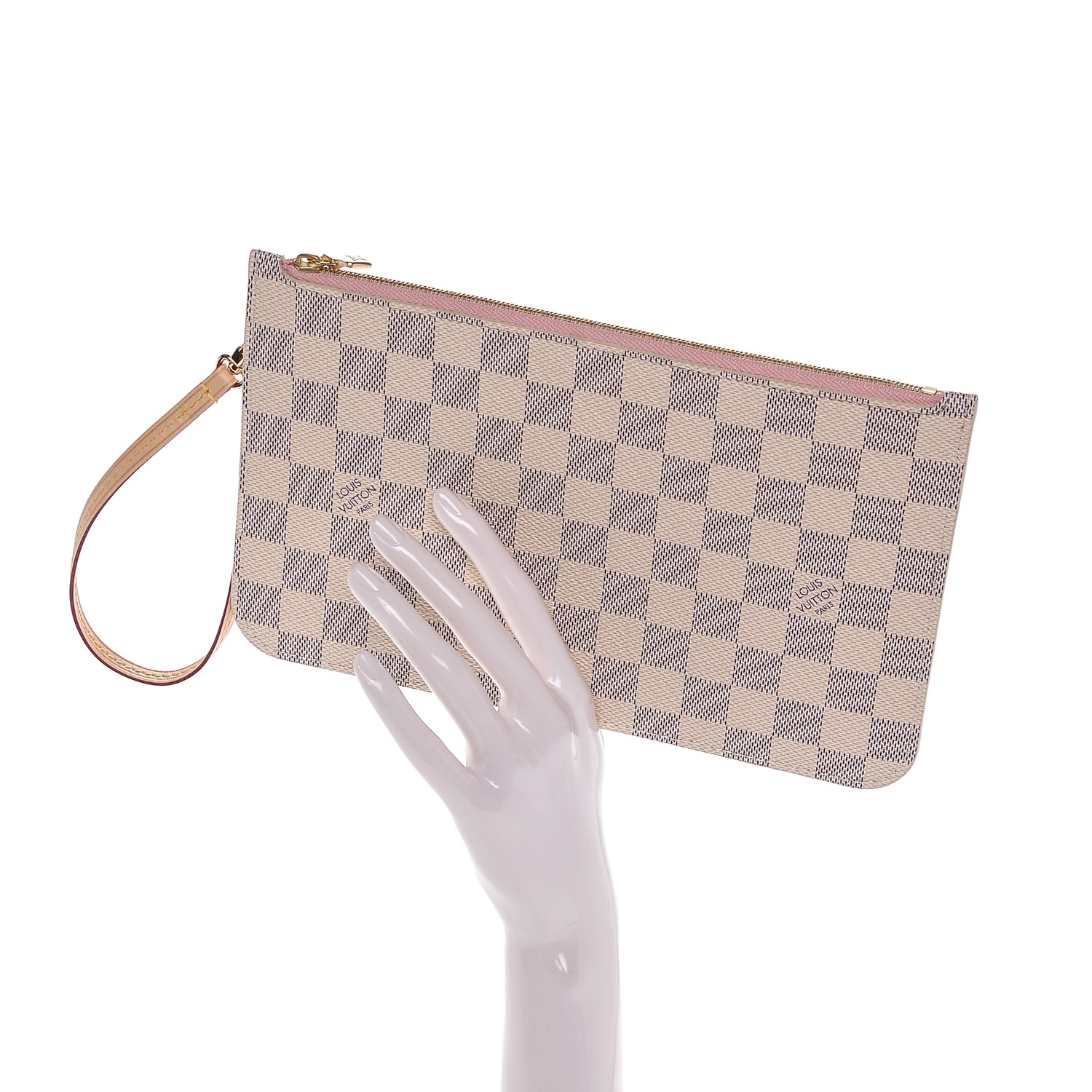 Louis Vuitton Damier Azur Neverfull Mm Gm Pochette Rose Ballerine 185187 8442