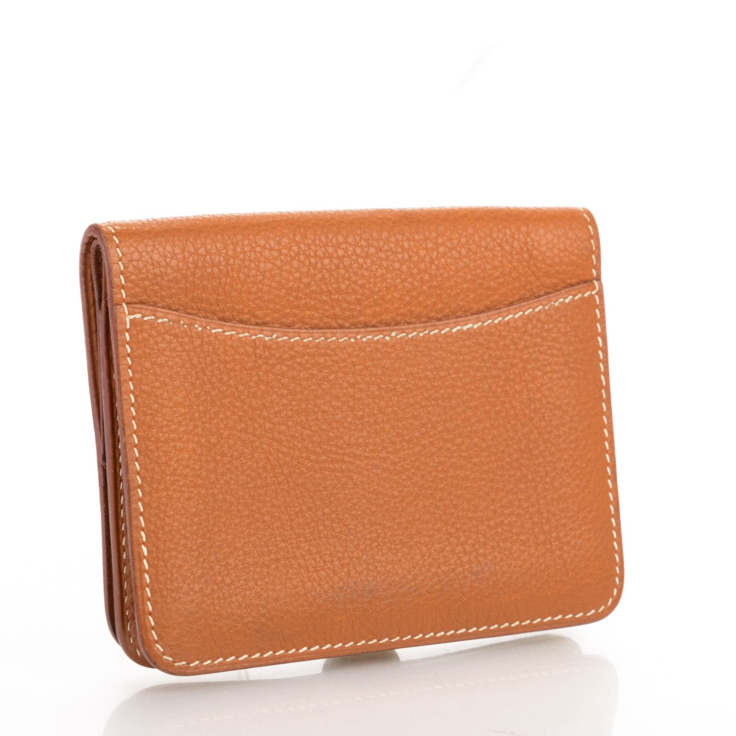 HERMES Togo Dogon Card Case Key Holder Gold 169349 | FASHIONPHILE