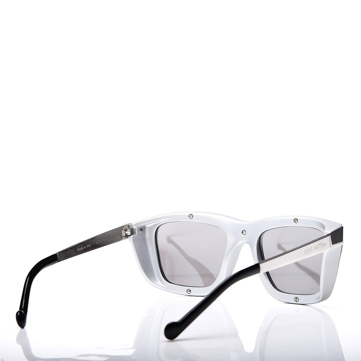 Louis Vuitton White Monogram Patterned / Silver Mirrored 1.1 Sunglasses at  1stDibs
