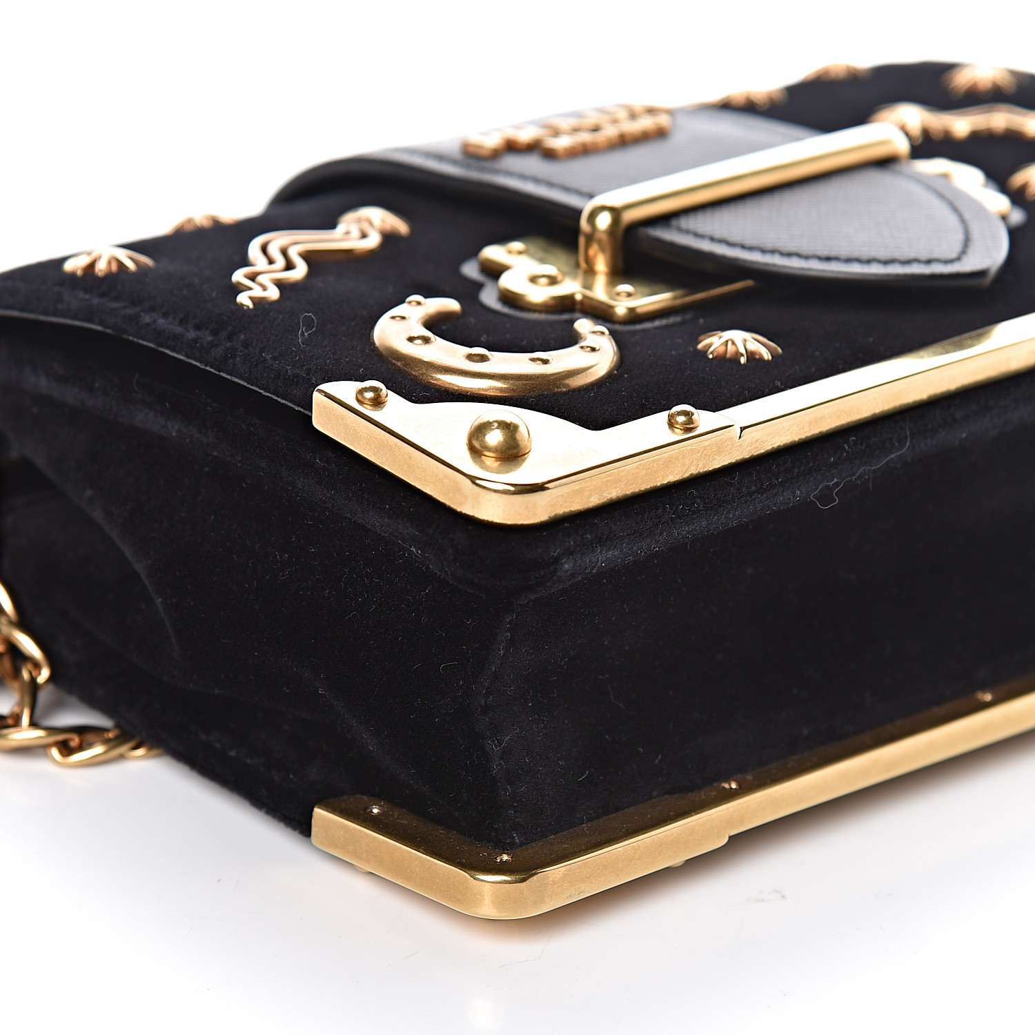 Prada Cahier Astrology Velvet Shoulder Bag, Black (Nero)