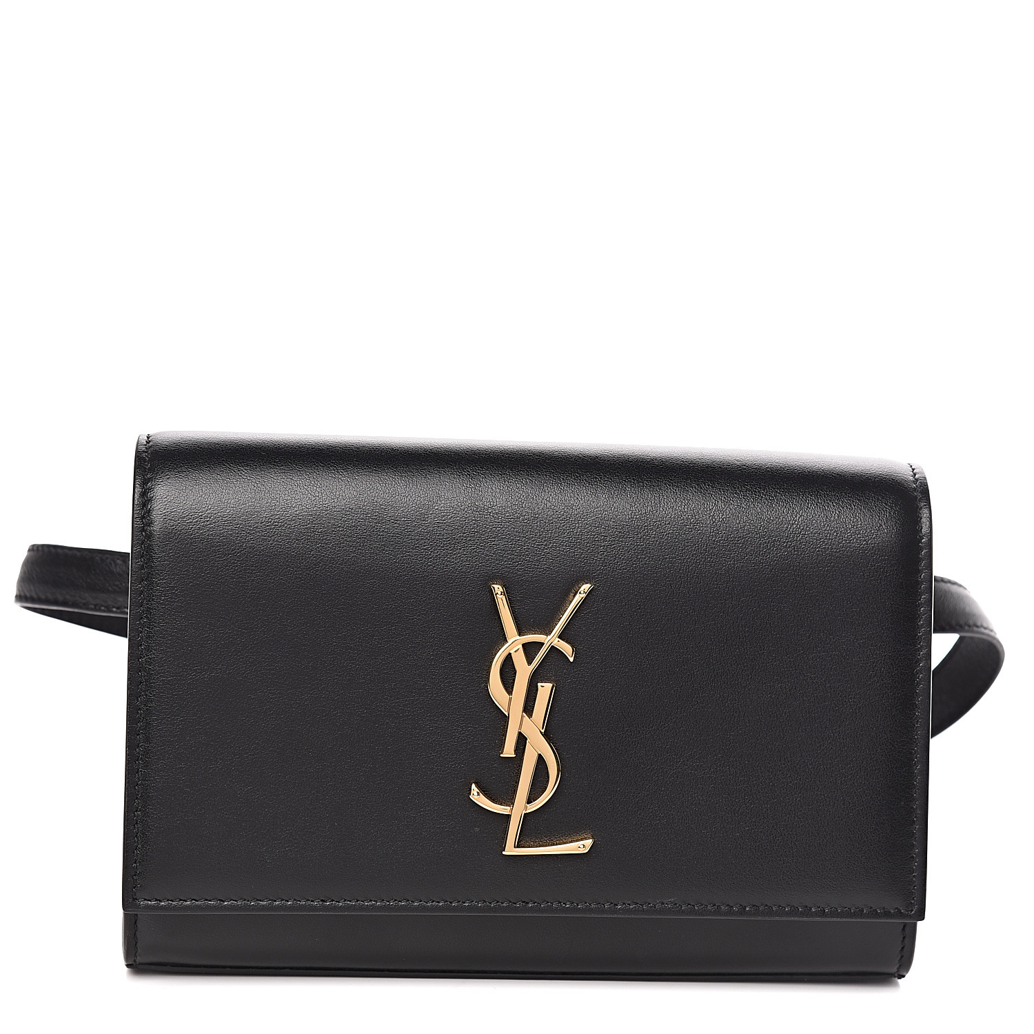 SAINT LAURENT Smooth Calfskin Monogram Kate Belt Bag Black 485593