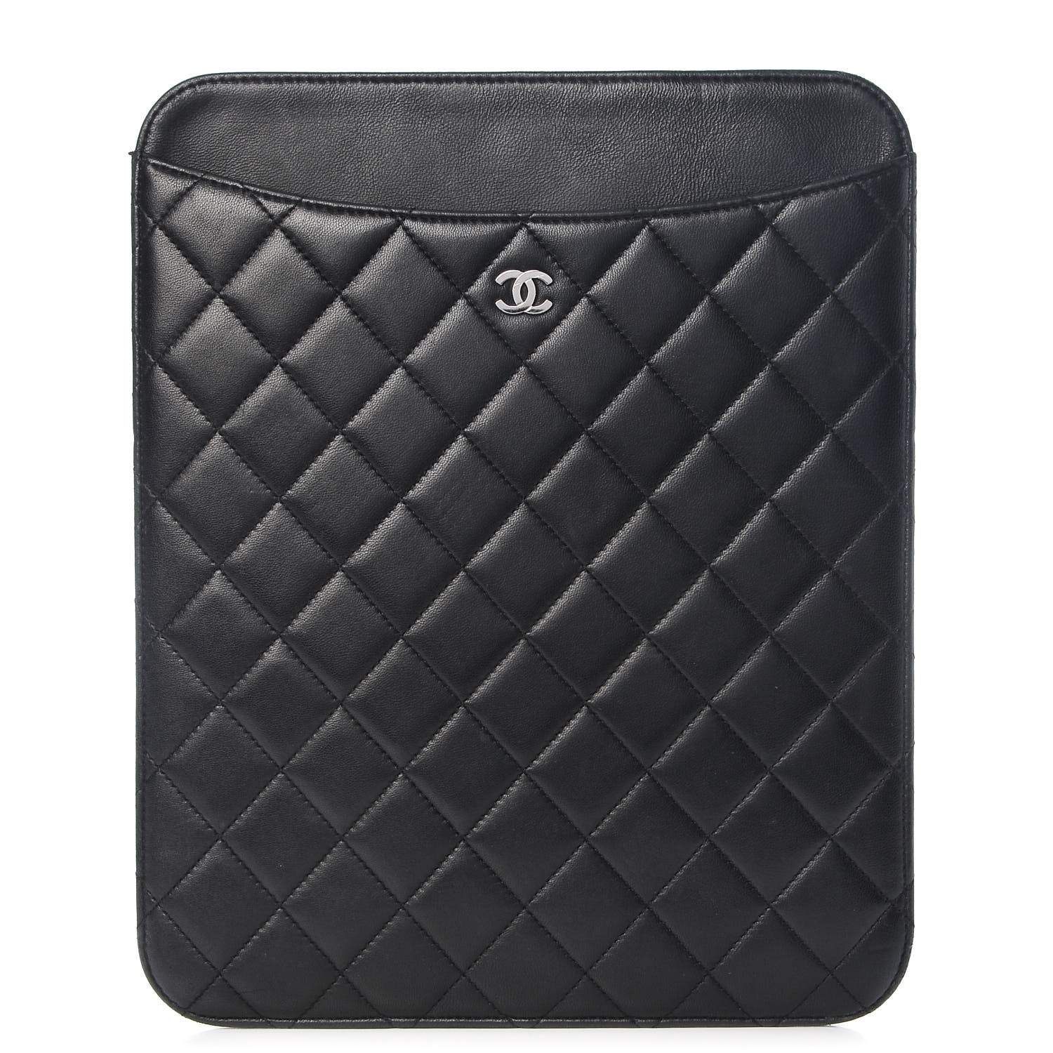 CHANEL Lambskin Quilted iPad Case Black 295957