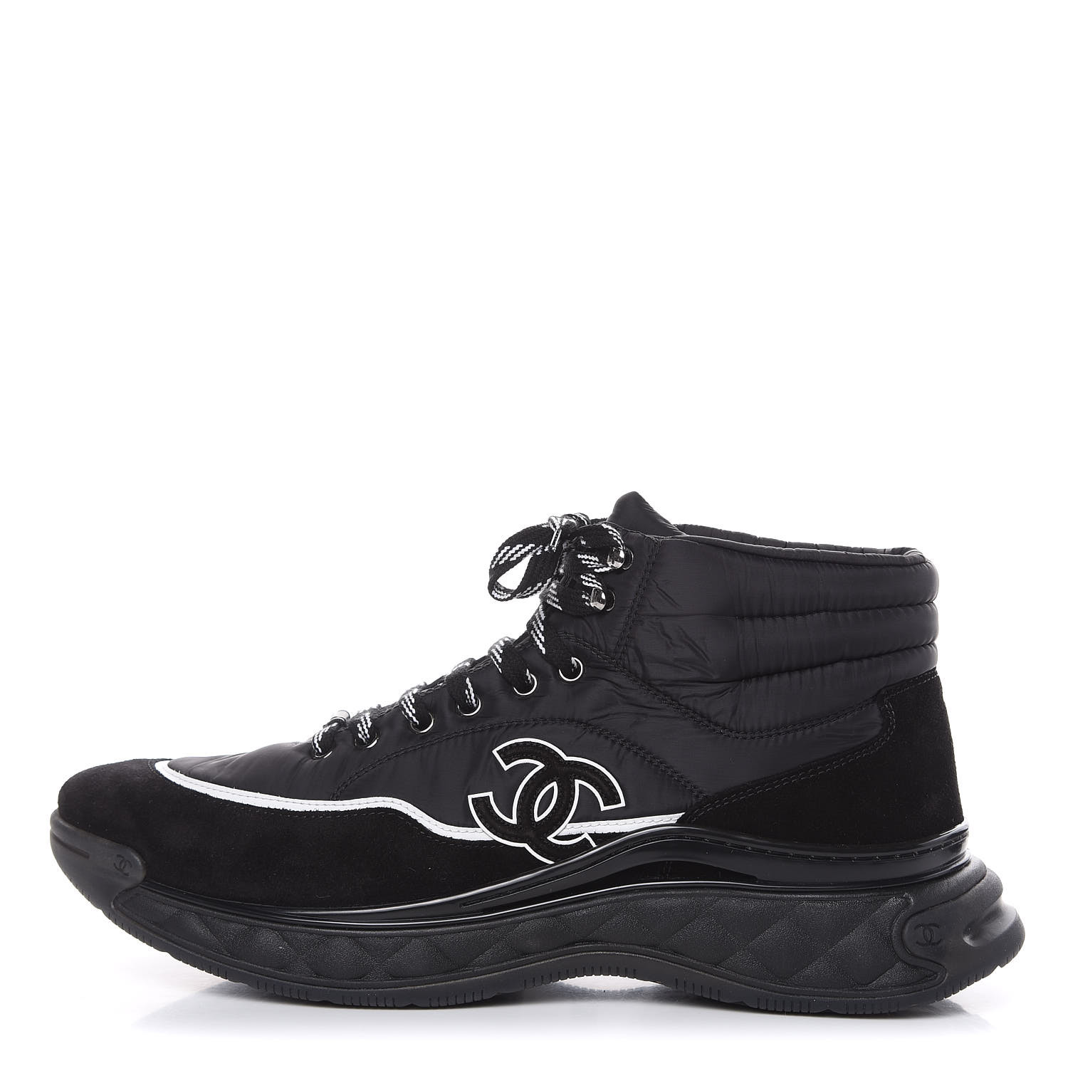 CHANEL Fabric Suede Mens CC Sneakers 46 