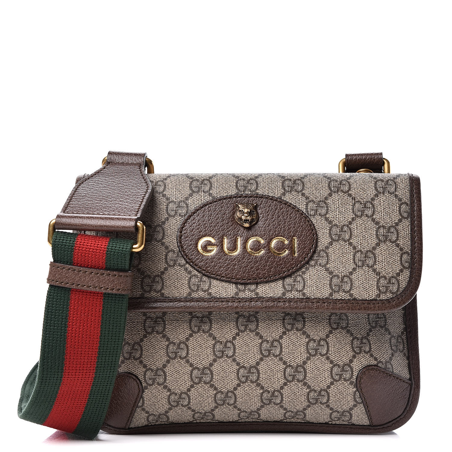 GUCCI GG Supreme Monogram Web Small Messenger Bag Brown 432317