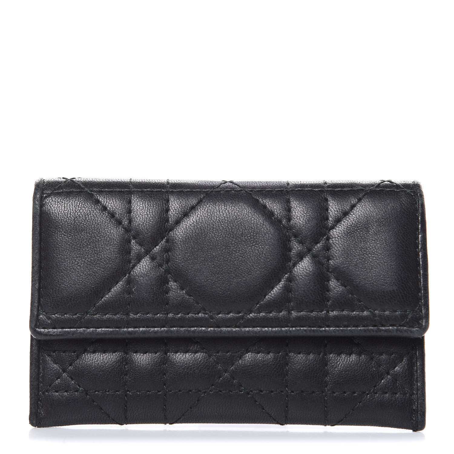 DIOR Lambskin Cannage Dior Flap Card Holder Black 432160 |