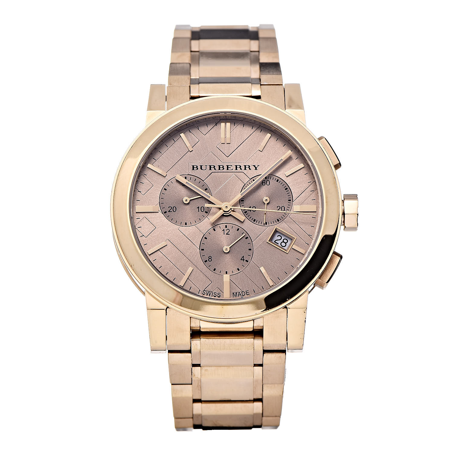 BURBERRY Stainless Steel 38mm Check Stamped Chronograph Quartz Watch