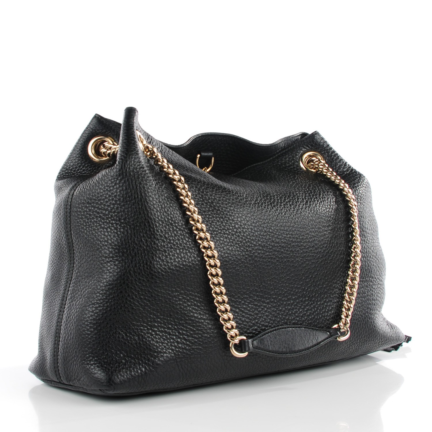 gucci pebbled calfskin medium soho chain shoulder bag black