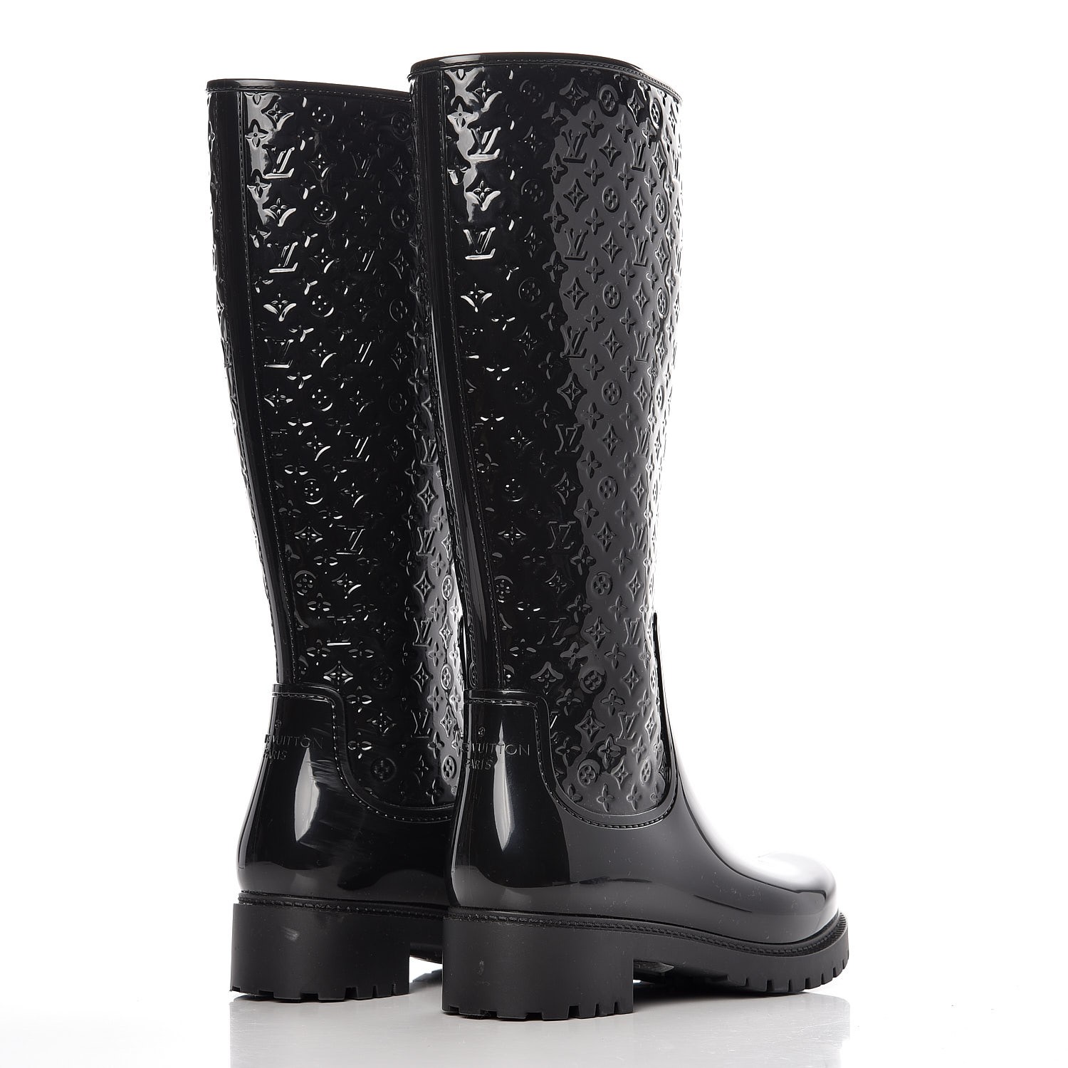 Pre-owned Louis Vuitton Wellington Boots In Black