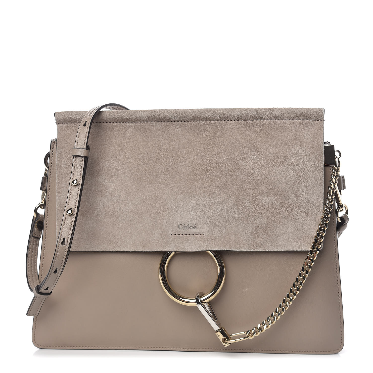 chloé faye medium leather & suede shoulder bag