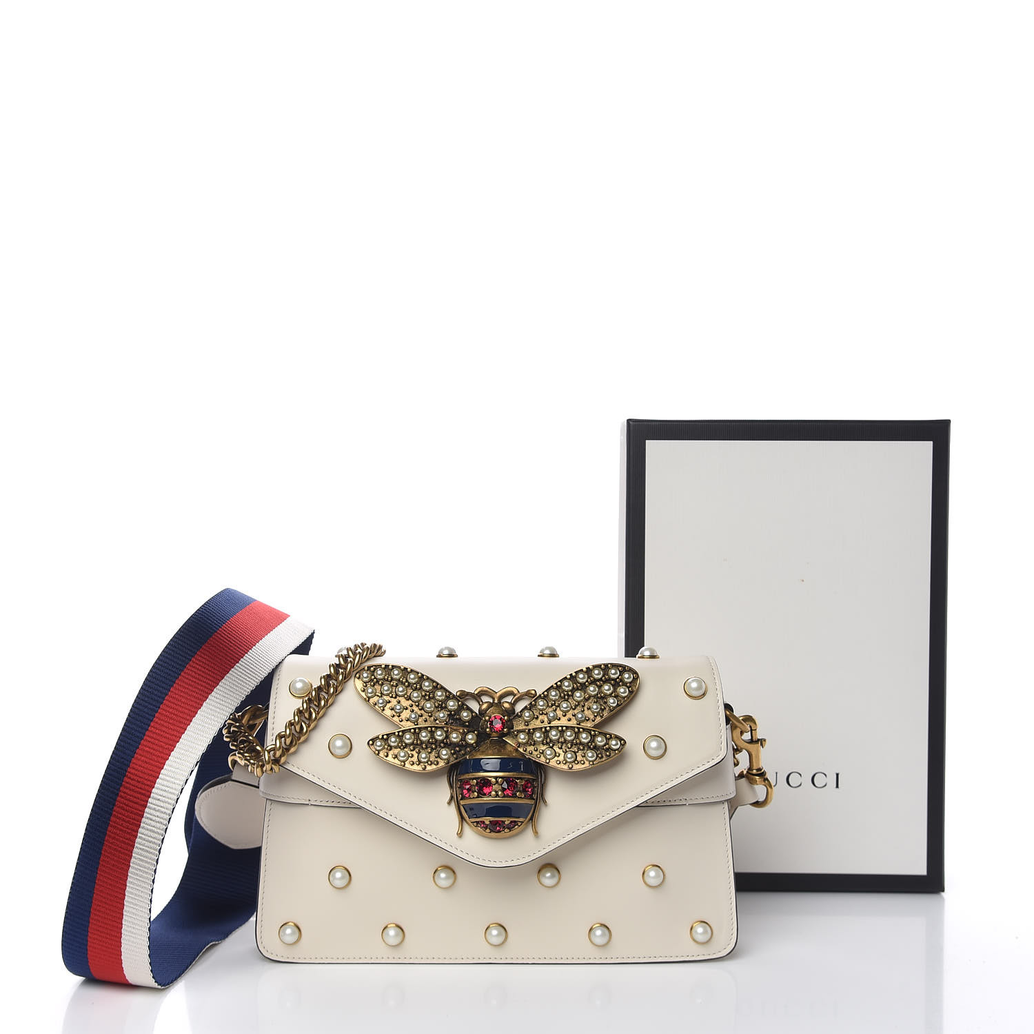 gucci broadway pearly bee shoulder bag