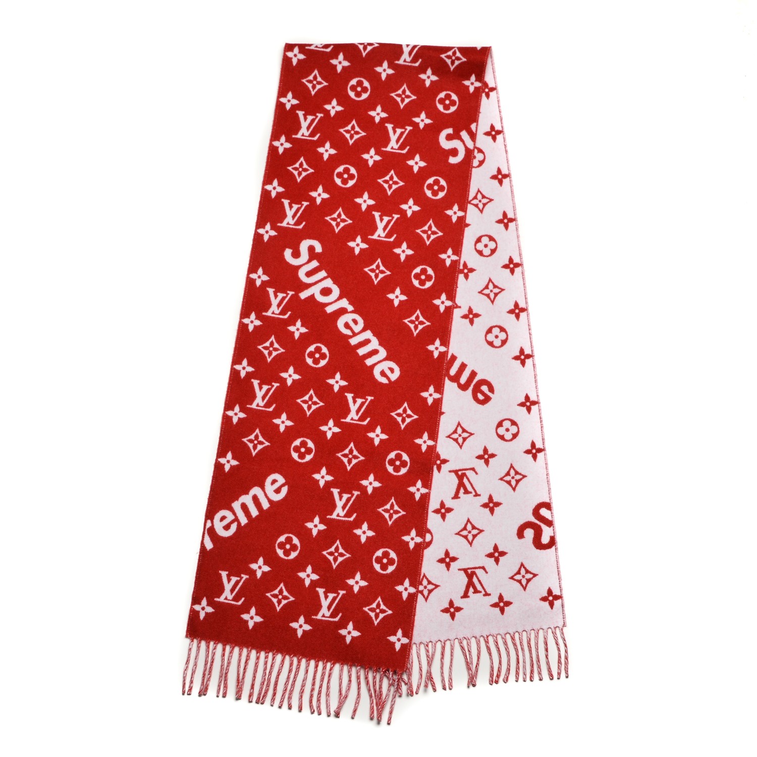 Louis Vuitton Monogram Logomania Scarf, Red, * Inventory Confirmation Required