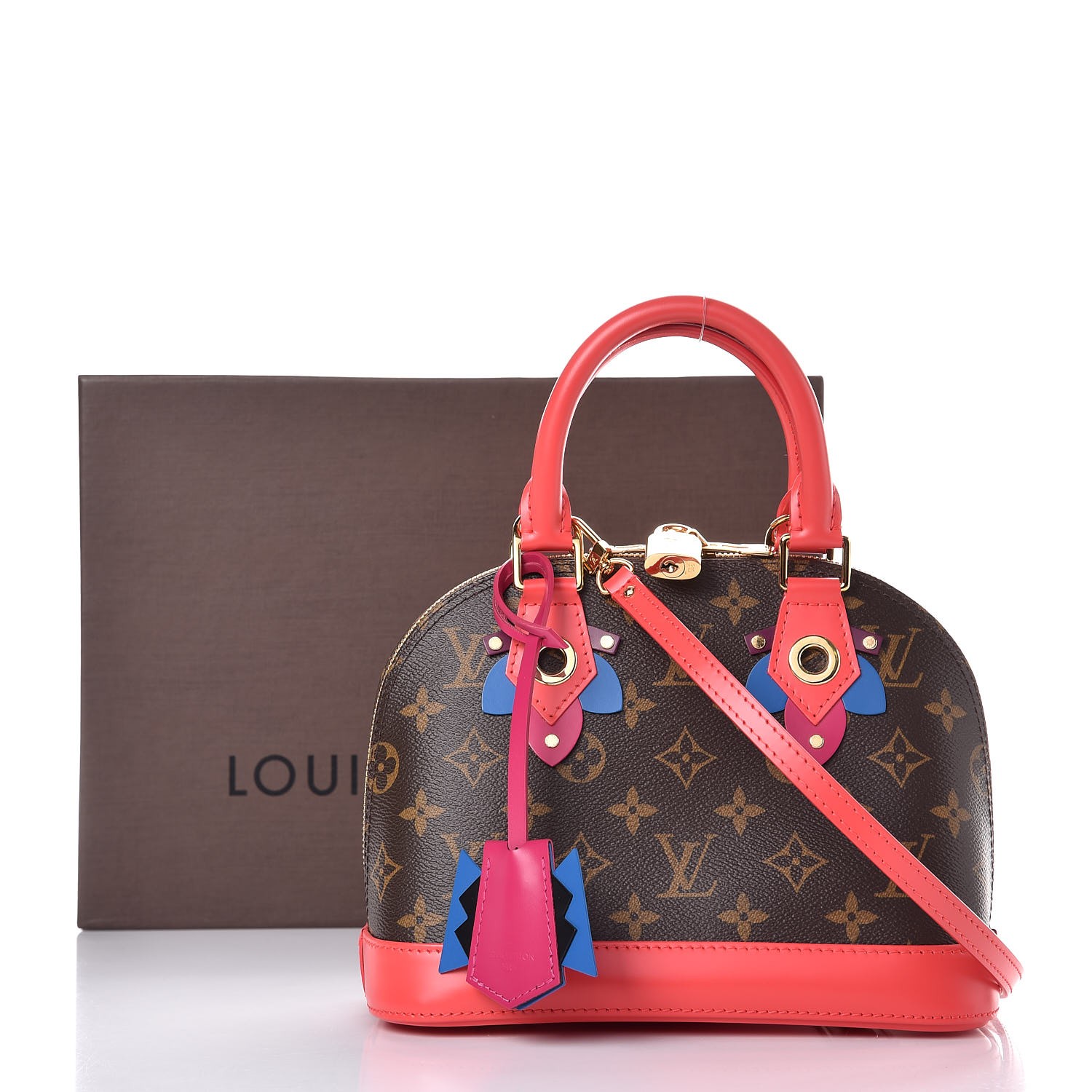 Louis Vuitton Alma Bb Totem Monogram Canvas Satchel Bag Flamingo