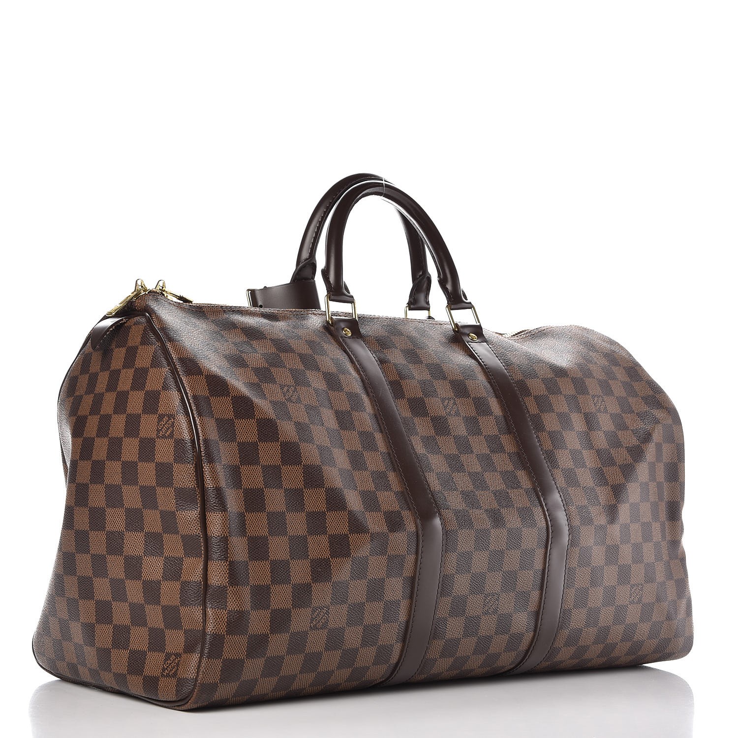Louis Vuitton Damier Ebene Keepall 50 Boston Duffle Bag Leather