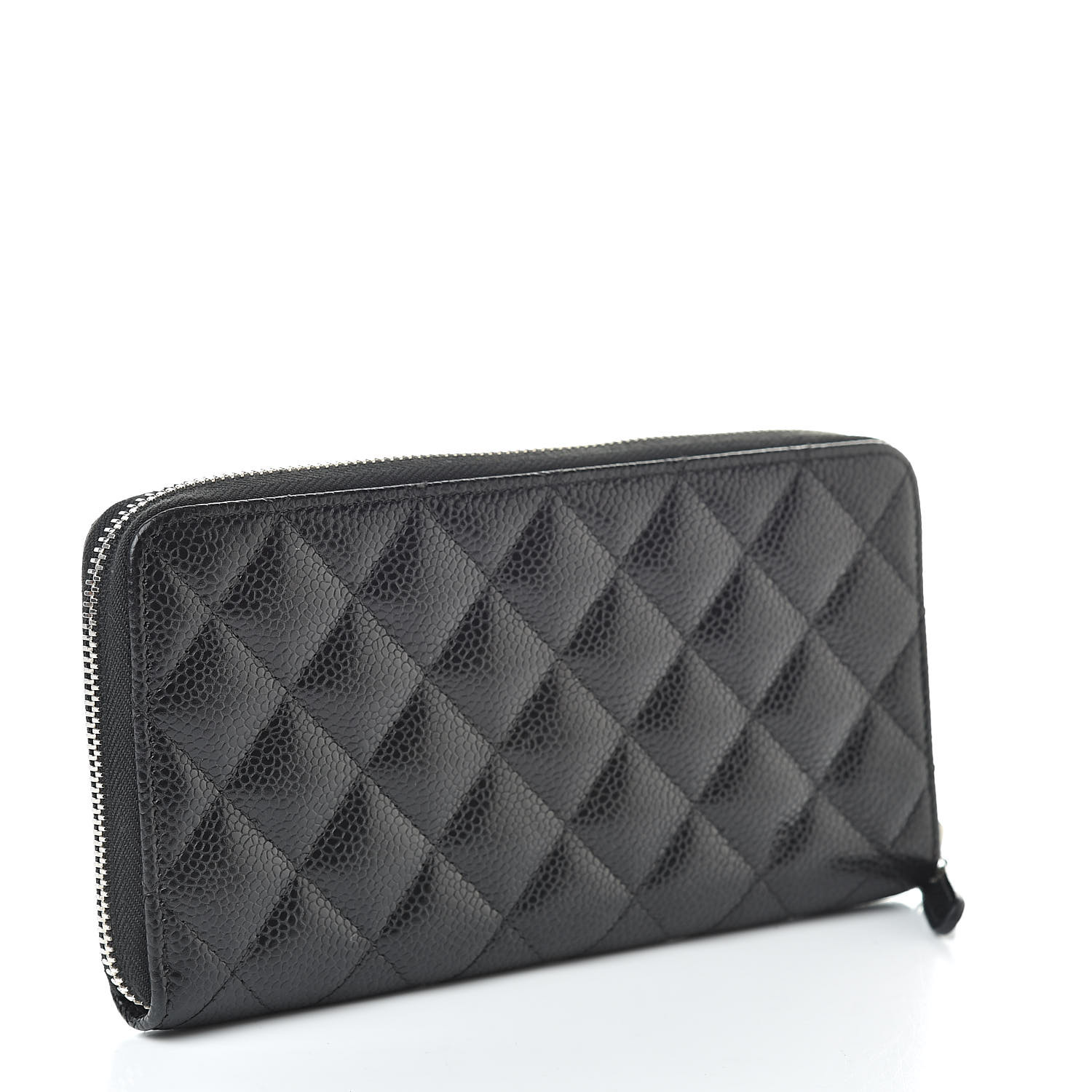 CHANEL Caviar Quilted Large Gusset Zip Around Wallet Black 507375