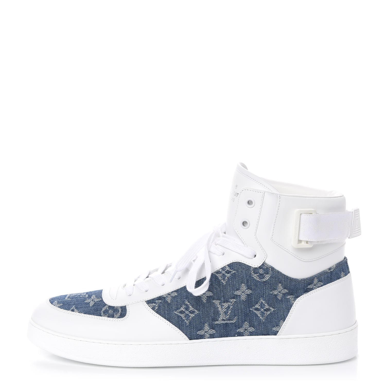 LOUIS VUITTON Calfskin Monogram Denim Rivoli High Top Sneakers 11.5 ...