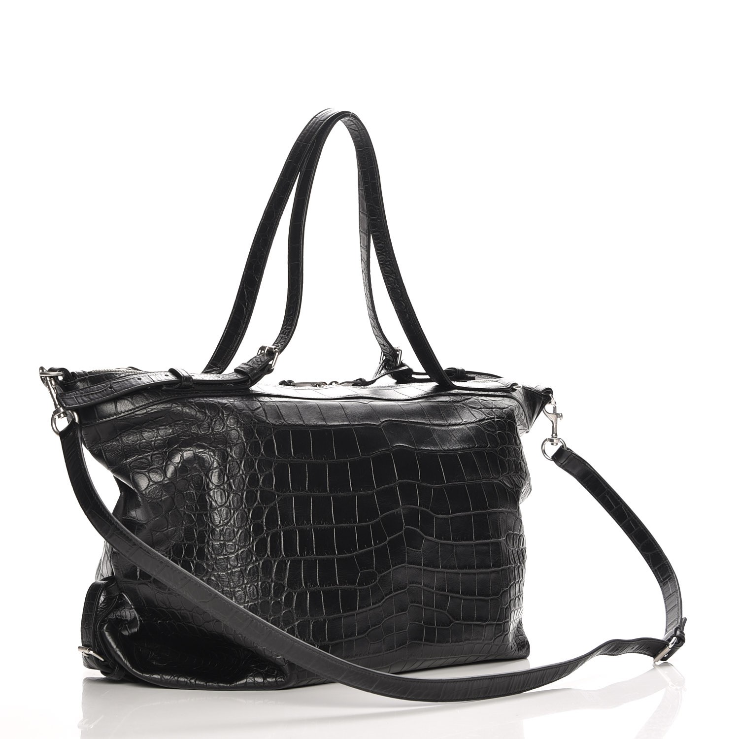 SAINT LAURENT Crocodile Embossed Calfskin Large Convertible ID Bag ...