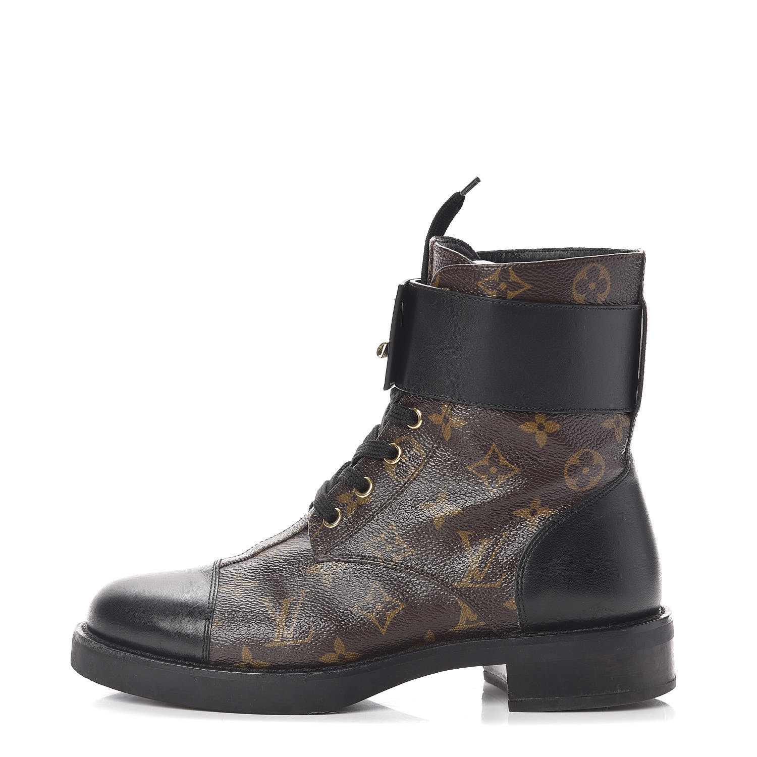 LOUIS VUITTON Calfskin Monogram Wonderland Flat Ranger Boots 38 Black ...