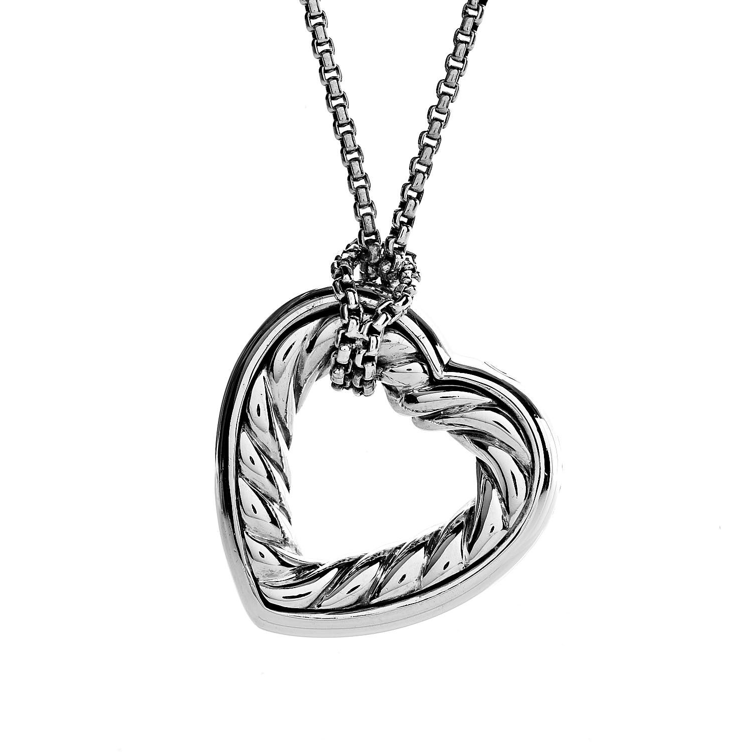 DAVID YURMAN Sterling Silver 18K Yellow Gold Open Heart Cable Necklace ...