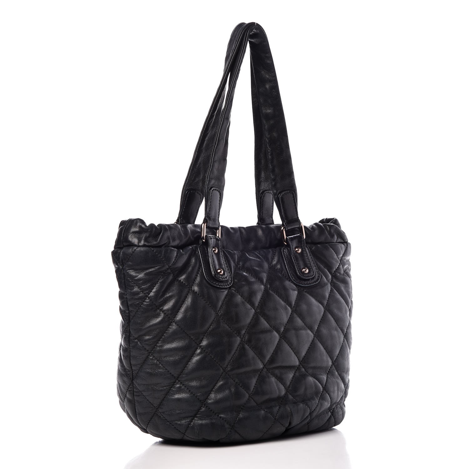 chanel quilted drawstring bag