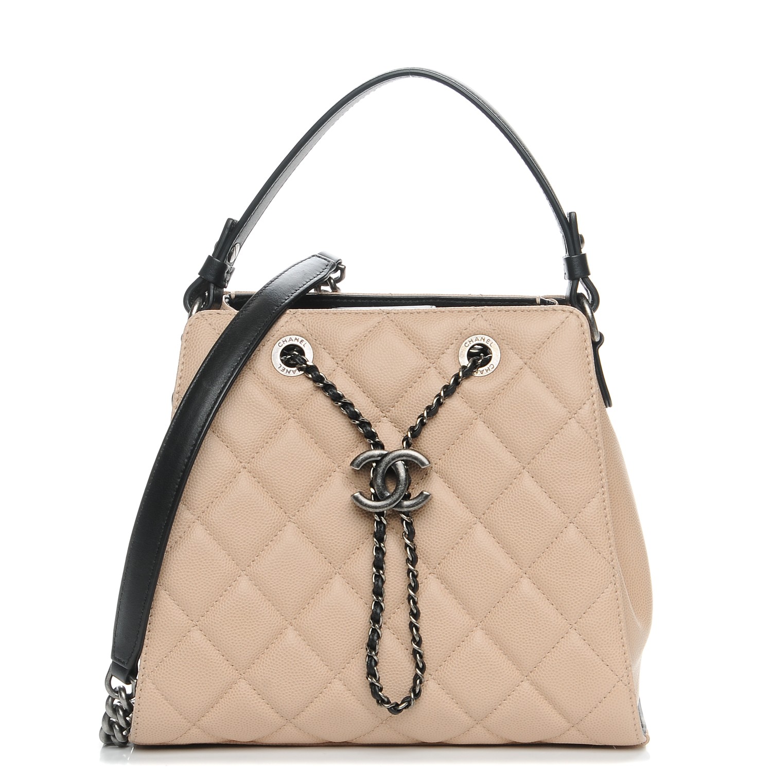 chanel beige bucket bag