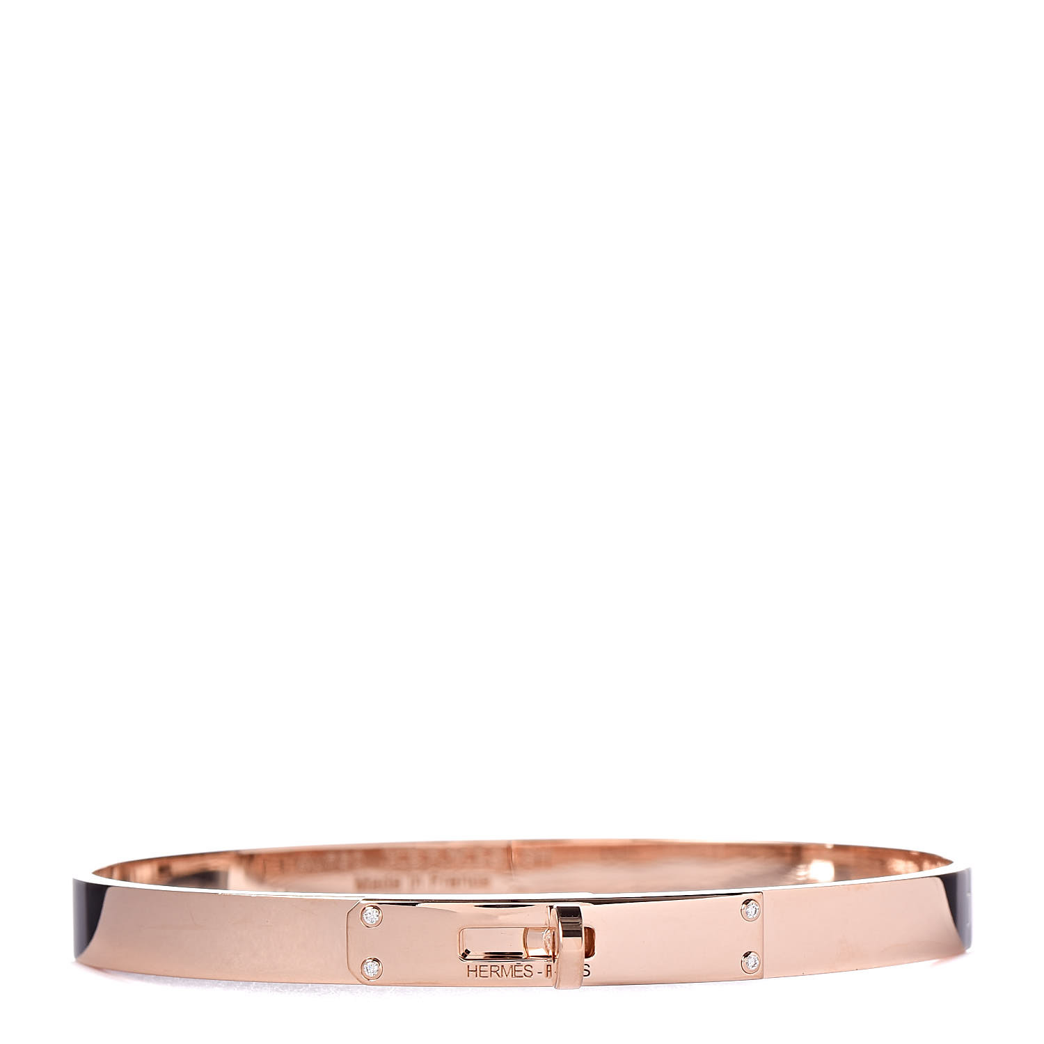 HERMES 18K Rose Gold Diamond PM Kelly Bracelet SH 460769