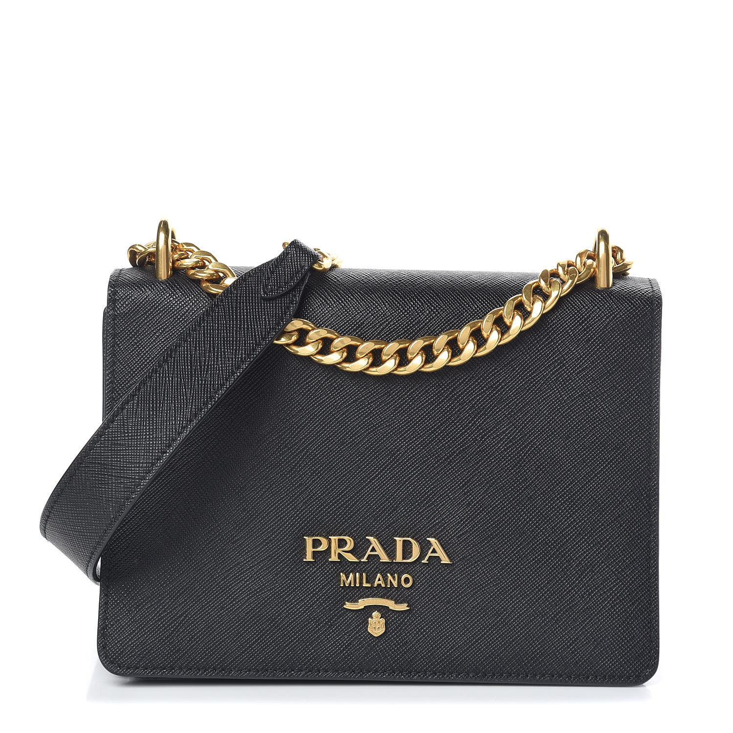 prada black bag with gold chain