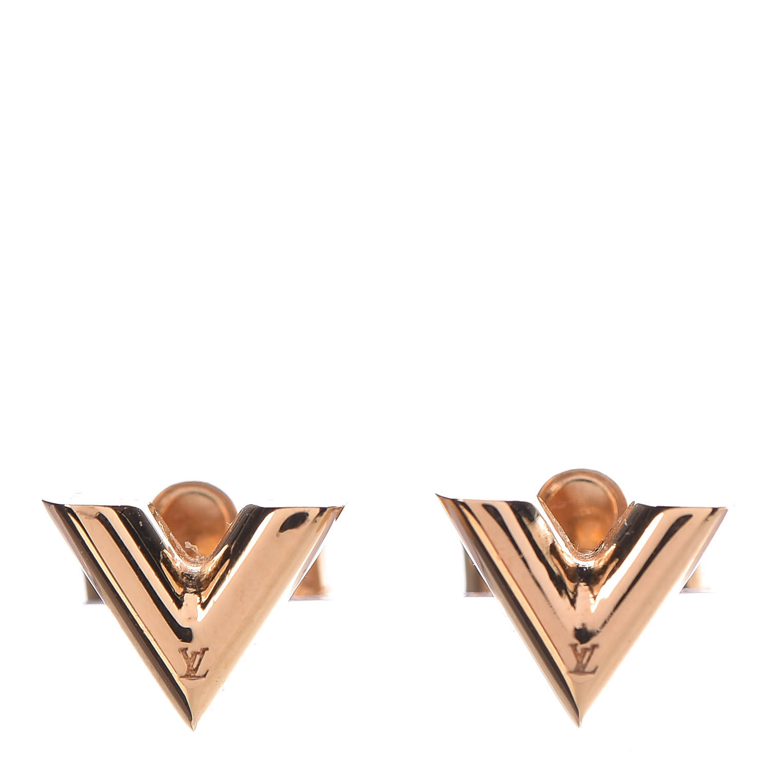 LOUIS VUITTON Brass Essential V Stud Earrings Gold 461583