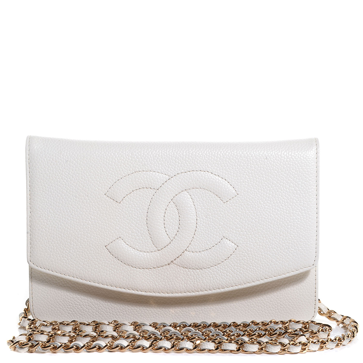 white chanel wallet on chain