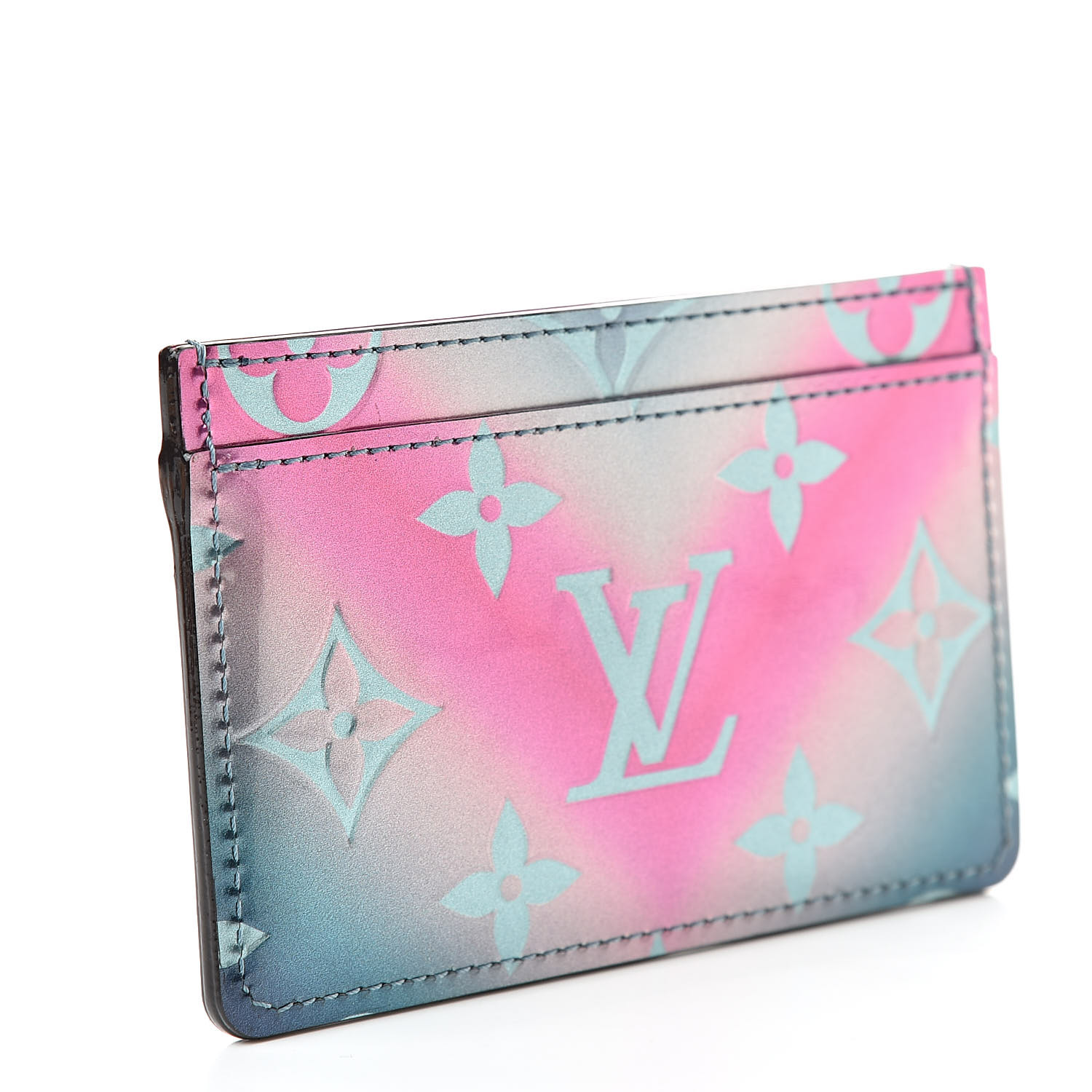 Louis Vuitton Key Pouch Monogram Vernis Metallic Blue/Pink