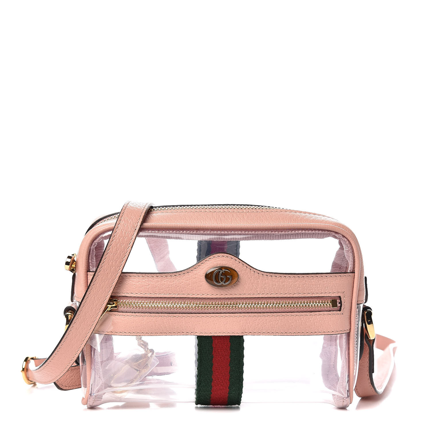 GUCCI Vinyl Web Mini Ophidia Transparent Shoulder Bag Perfect Pink 511079