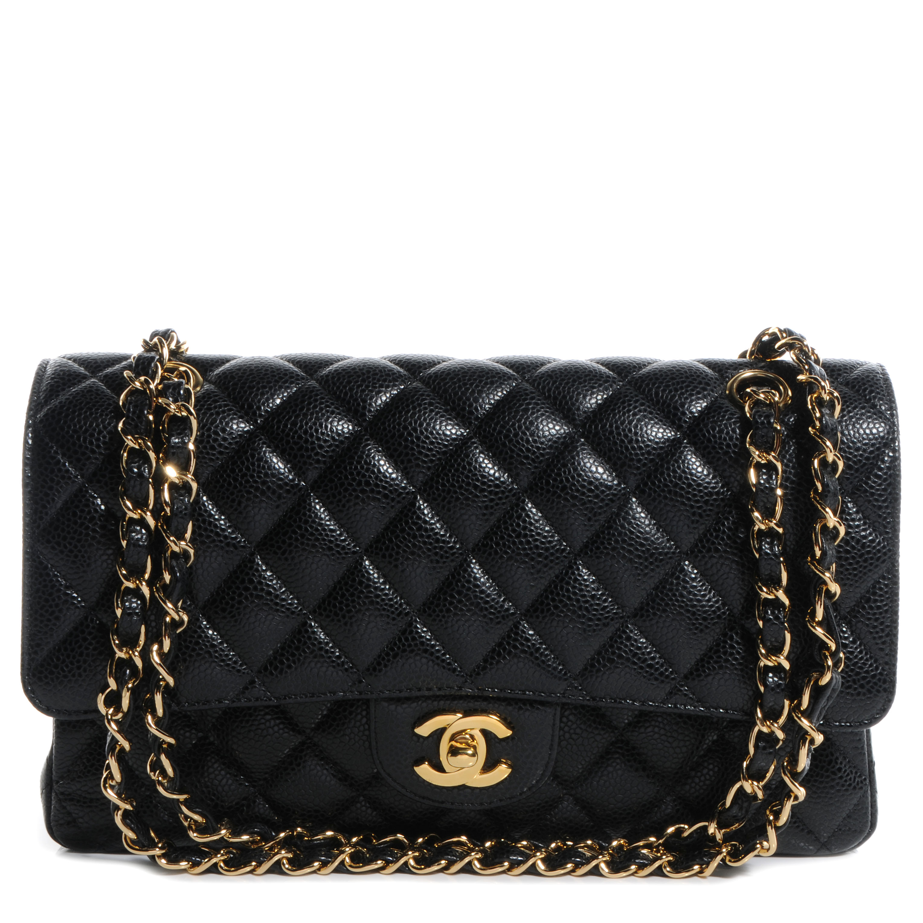 CHANEL Caviar Medium Double Flap Black 60070